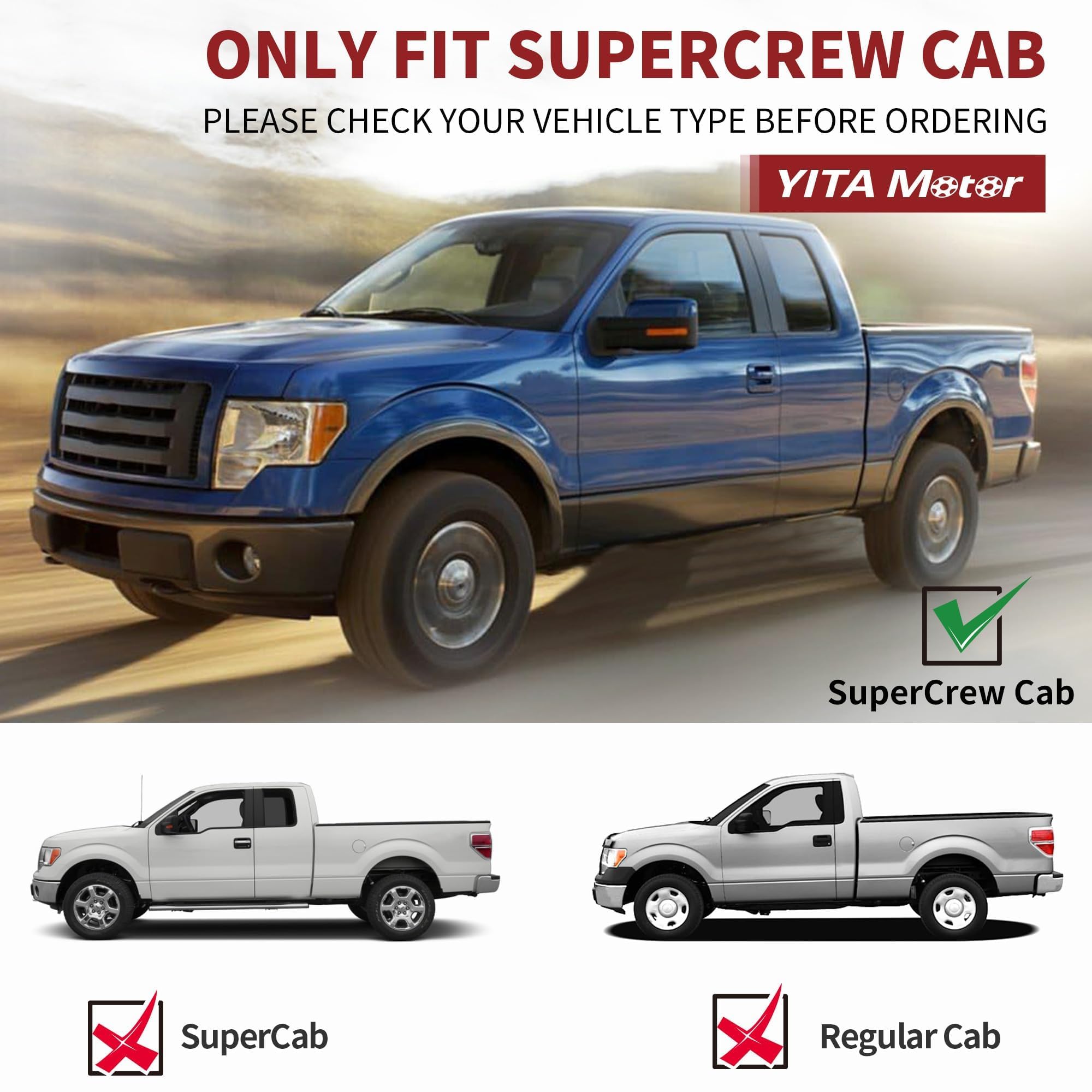 Yitamotor Floor Mats Compatible With 2010-2014 Ford F-150 F150 Supercrew/Crew Cab With 1St Row Bucket Seat, Custom Fit 2 Row Set