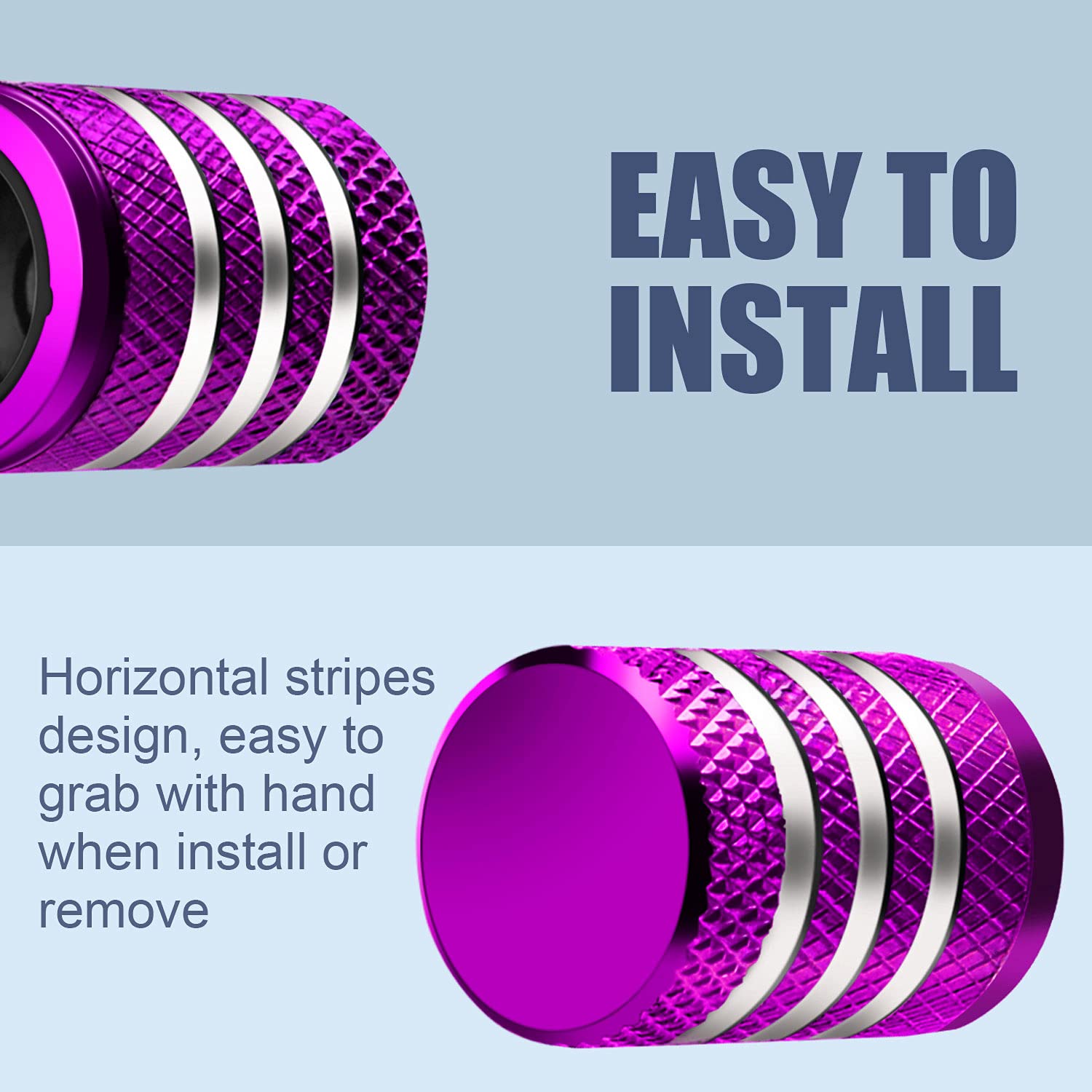 Tire Valve Stem Cap Cover - (5 Pack) Tire Air Caps Metal With Plastic Liner Corrosion Resistant Leak-Proof For Car Truck Motorcycle Suv And Bike Purple