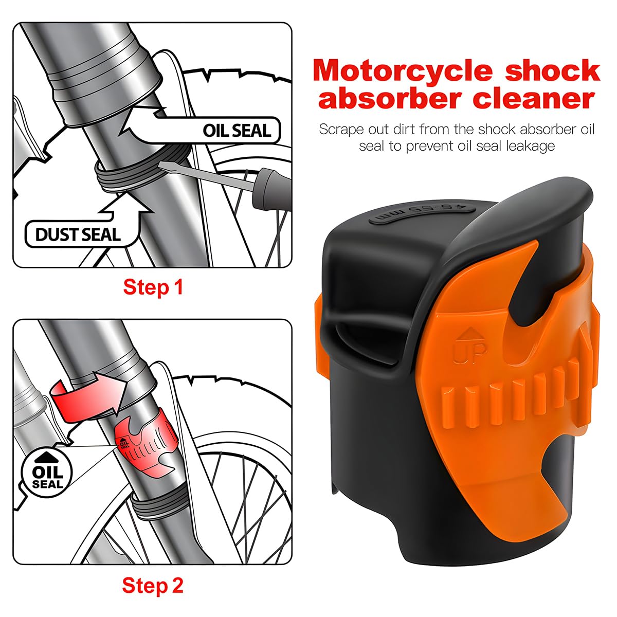 BESULEN 2 Pcs Motorcycle Fork Seal Cleaner Tool, Cleaning Absorber Repair Tools for Dirt Bike, Motorcycle, Universal Motorcycle