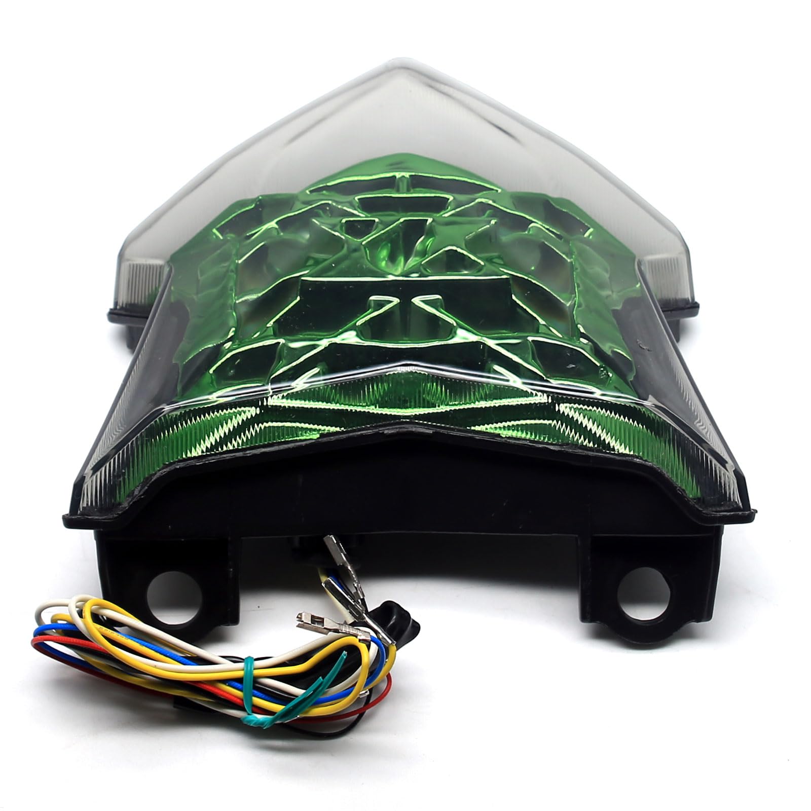 Mzs Motorcycle Tail Light, Led Integrated Turn Signal Blinker Green Lens Compatible With Z900 2017-2024 / Z650 2017-2019 / Ex 65