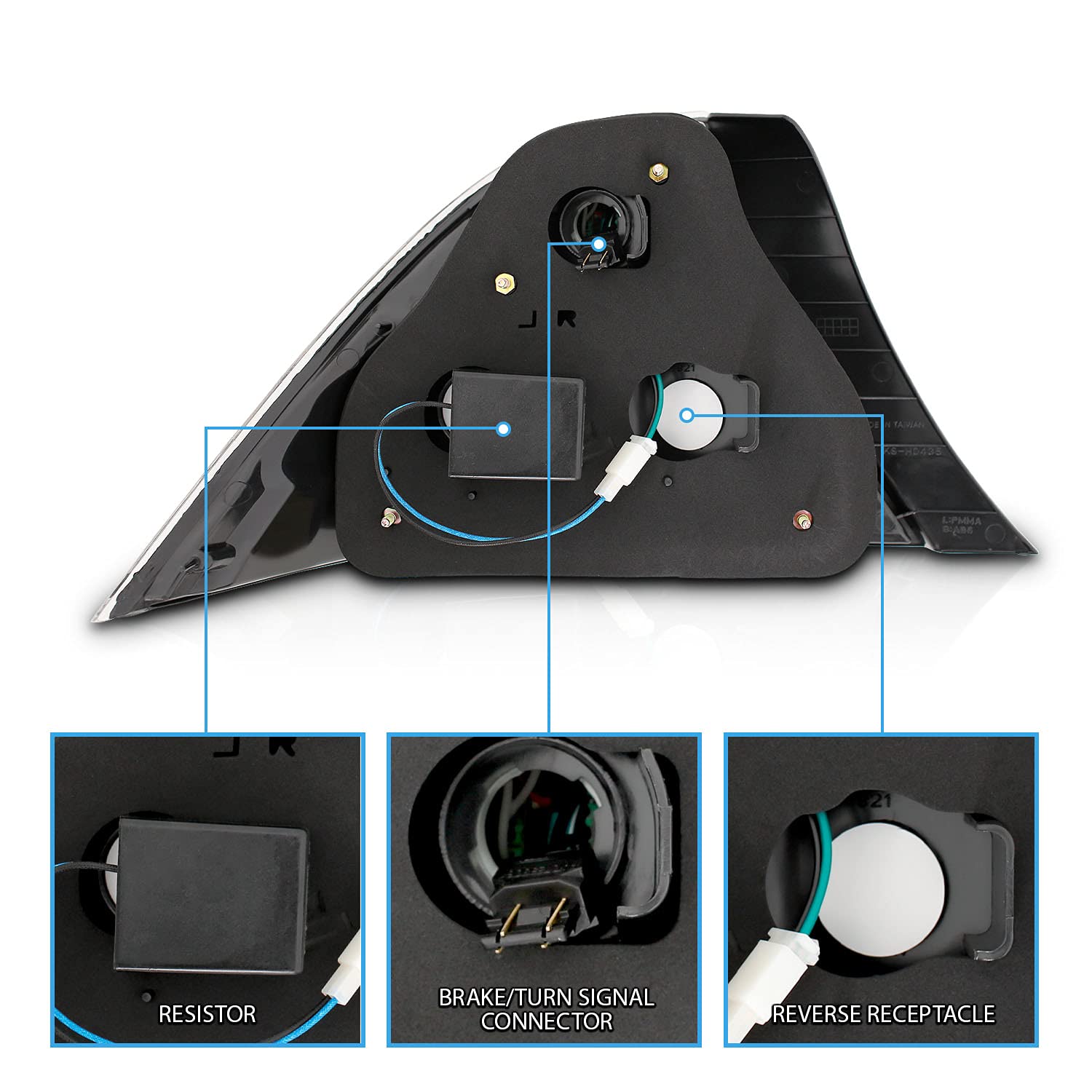 AmeriLite L.E.D Taillights for Honda Civic - Black, Driver & Passenger Side