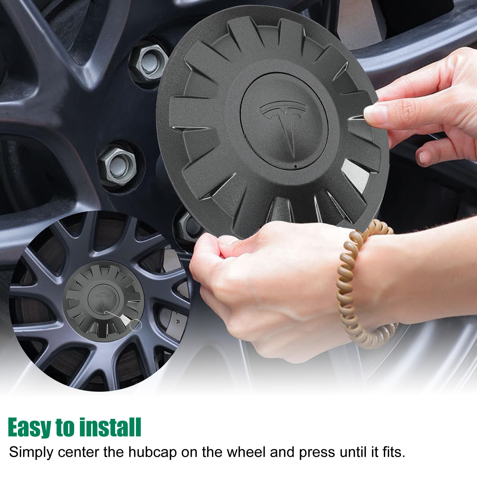 Roccs 4 Pack Wheel Center Cap For Model 3 2024 Highland Wheel Hub Cover Wheel Center Cap Kit Model 3 Center Replacement Exterior