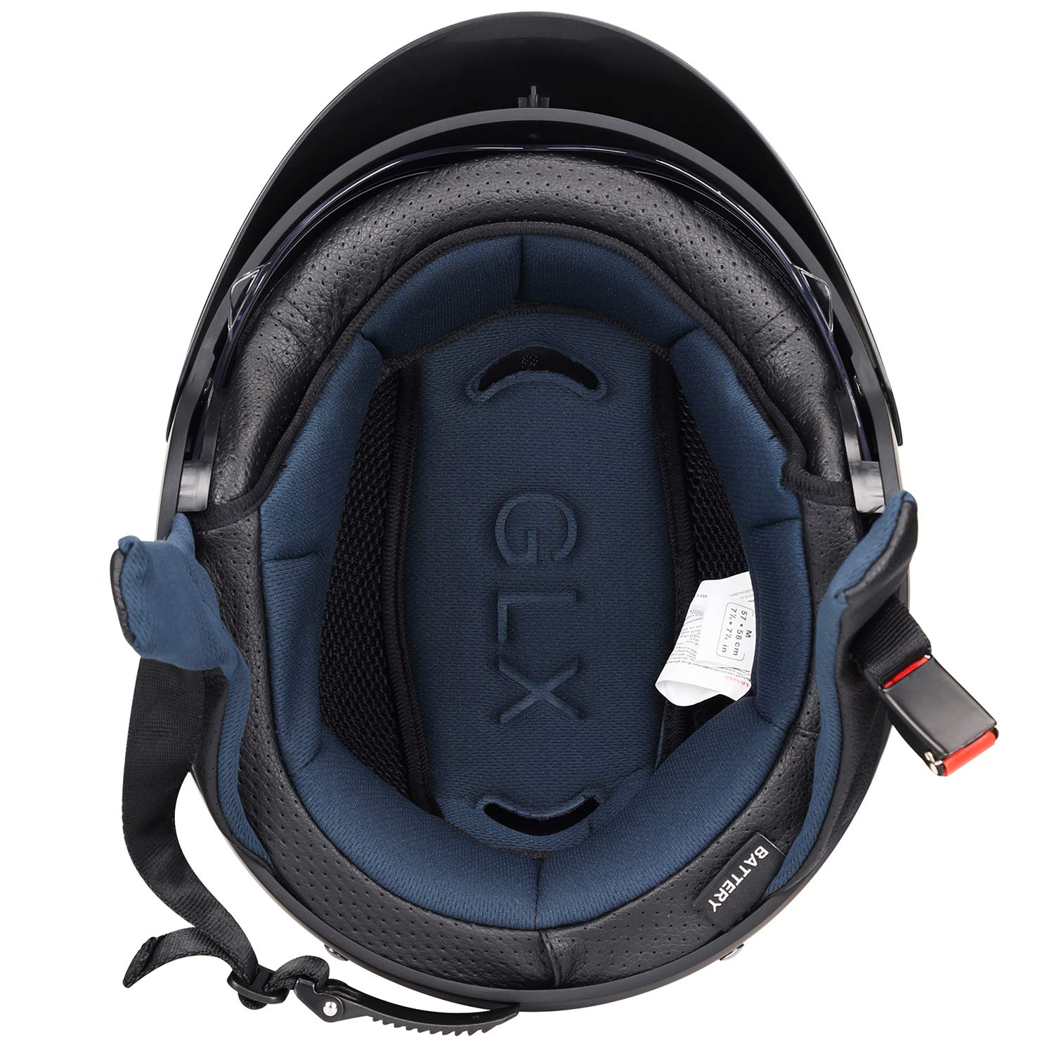 GLX M14 Open Face Motorcycle Helmet - Matte Black, Medium - DOT Approved