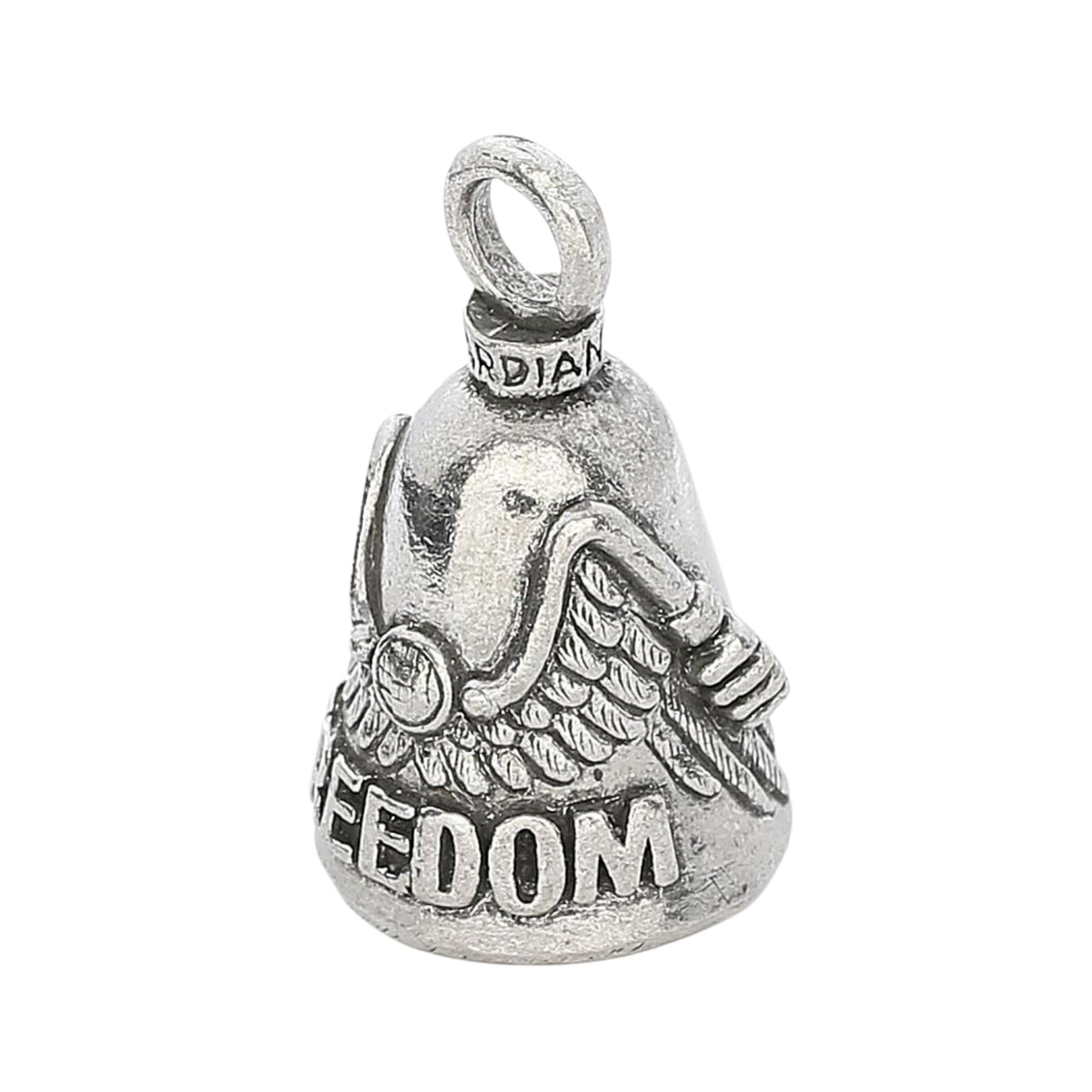 Guardian Bell Freedom Rider Good Luck Bell W/Keyring & Black Velvet Gift Bag | Motorcycle Bell | Lead-Free Pewter | Made In Usa