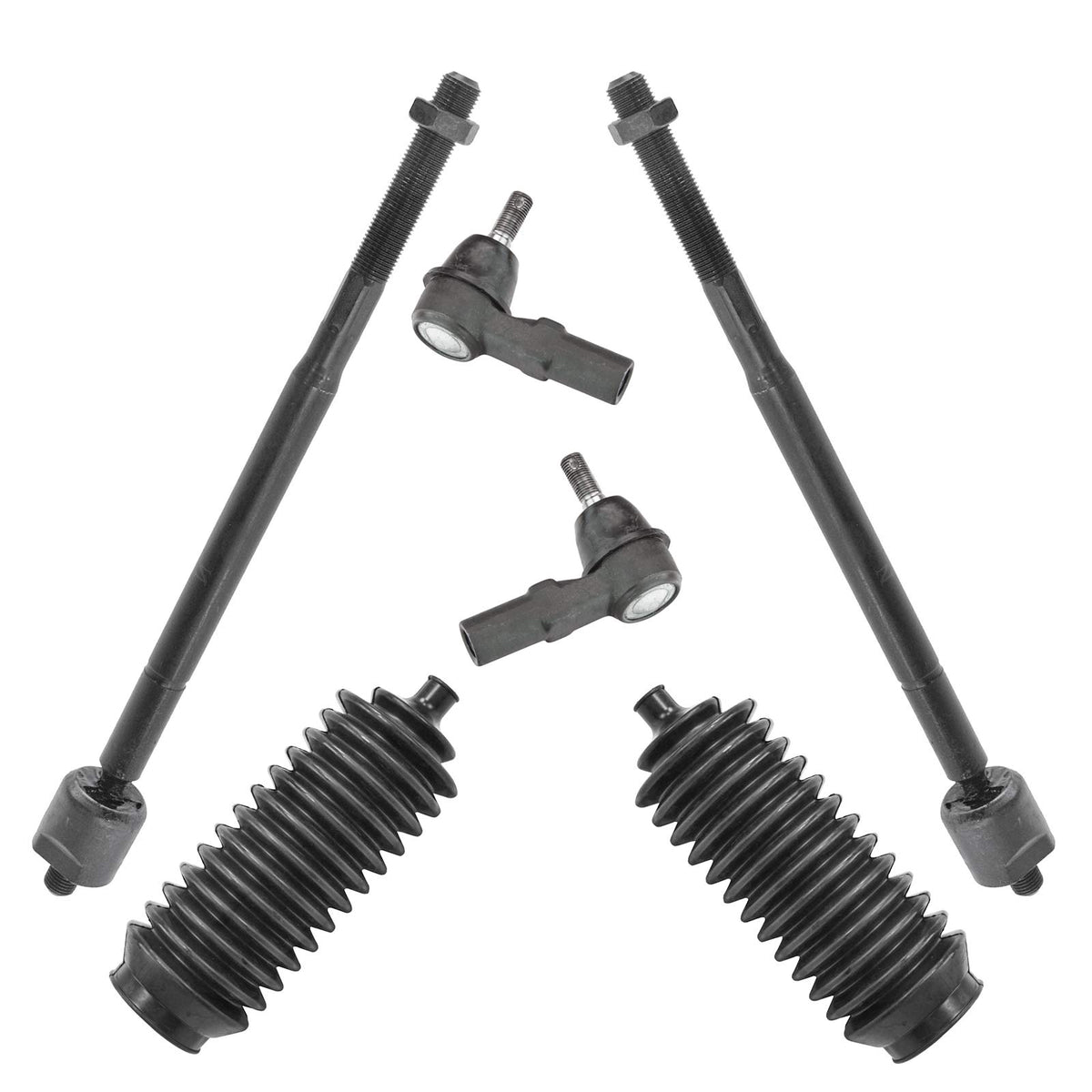 Trq Front Driver & Passenger Side Inner & Outer Steering Kit Steering Rack & Pinion Bellow Tie Rod Compatible With 1992-1996 Lex