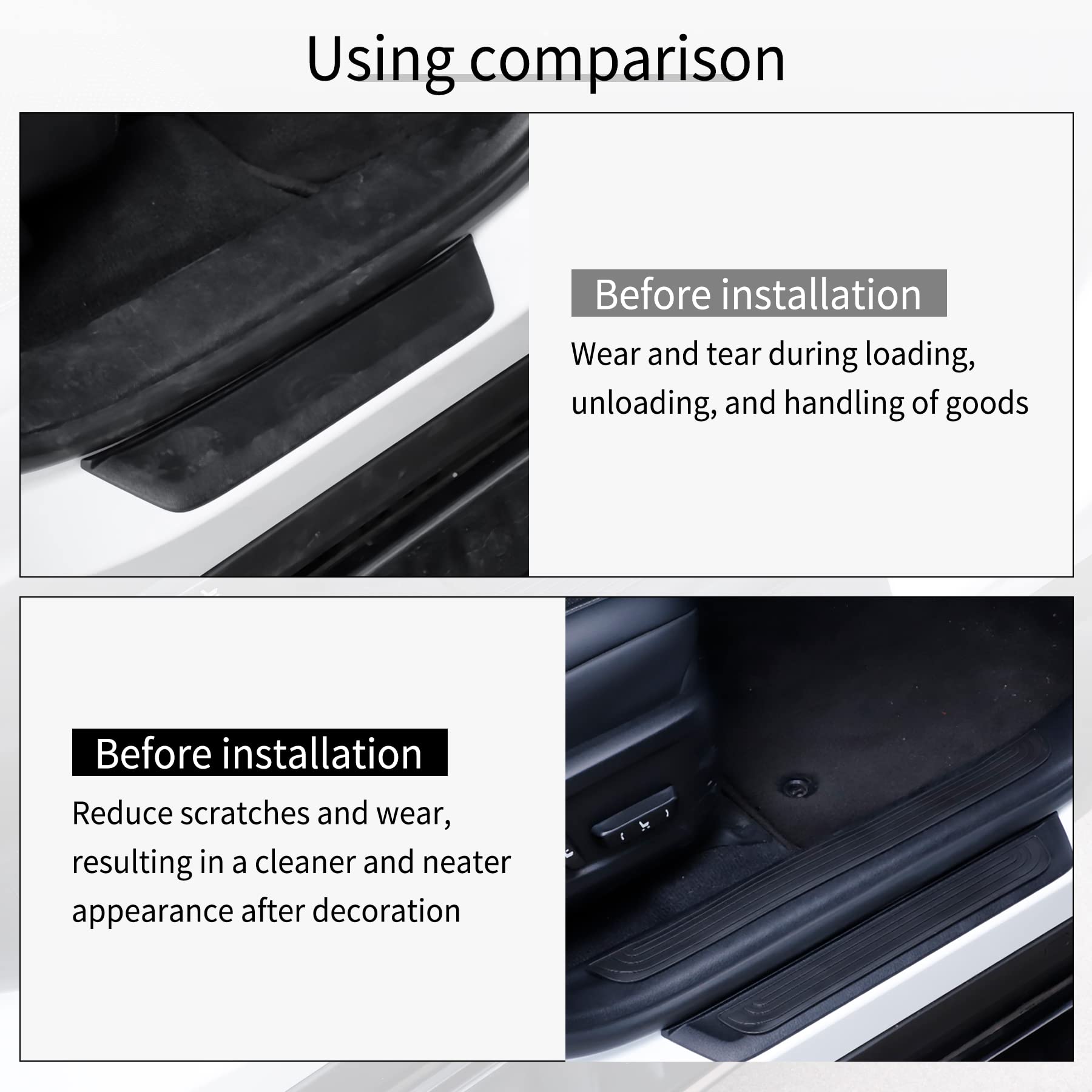 Singaro Car Door Threshold Protection, 4Pcs Door Edge Step Dust Shield Cover, Door Width 23.6X2.36Inch Car/Suv Universal Rubber Scratch Resistant Exterior Accessories (Black)