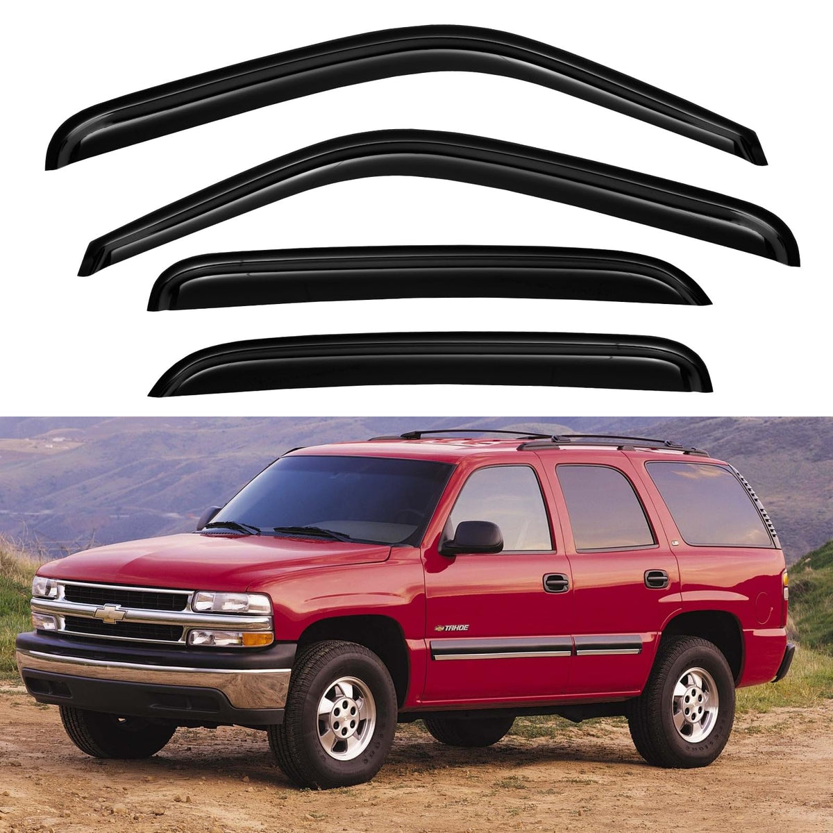 Window Visors Rain Guards for Chevy Tahoe/GMC Yukon 2000-2006, Out-Channel Window Vent Wind Deflectors Visors Shades for 2002-20