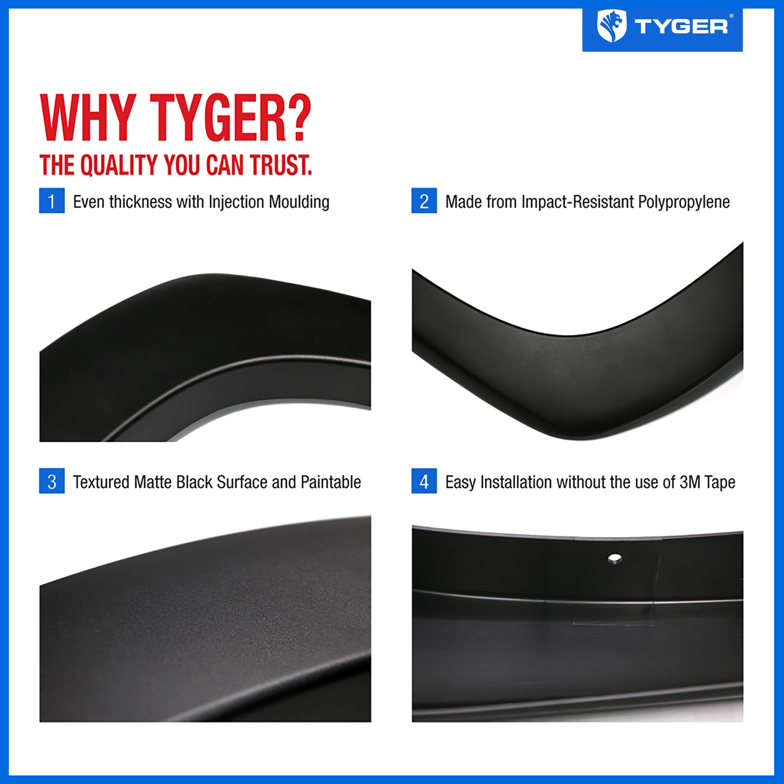 Tyger Auto Fender Flares Compatible With 2019-2024 Ram 1500 (Not Fit 2019-2024 Classic; Rebel; Warlock; Trx), Fine-Textured Paintable Factory Style 4Pc | Tg-Ff6D4328
