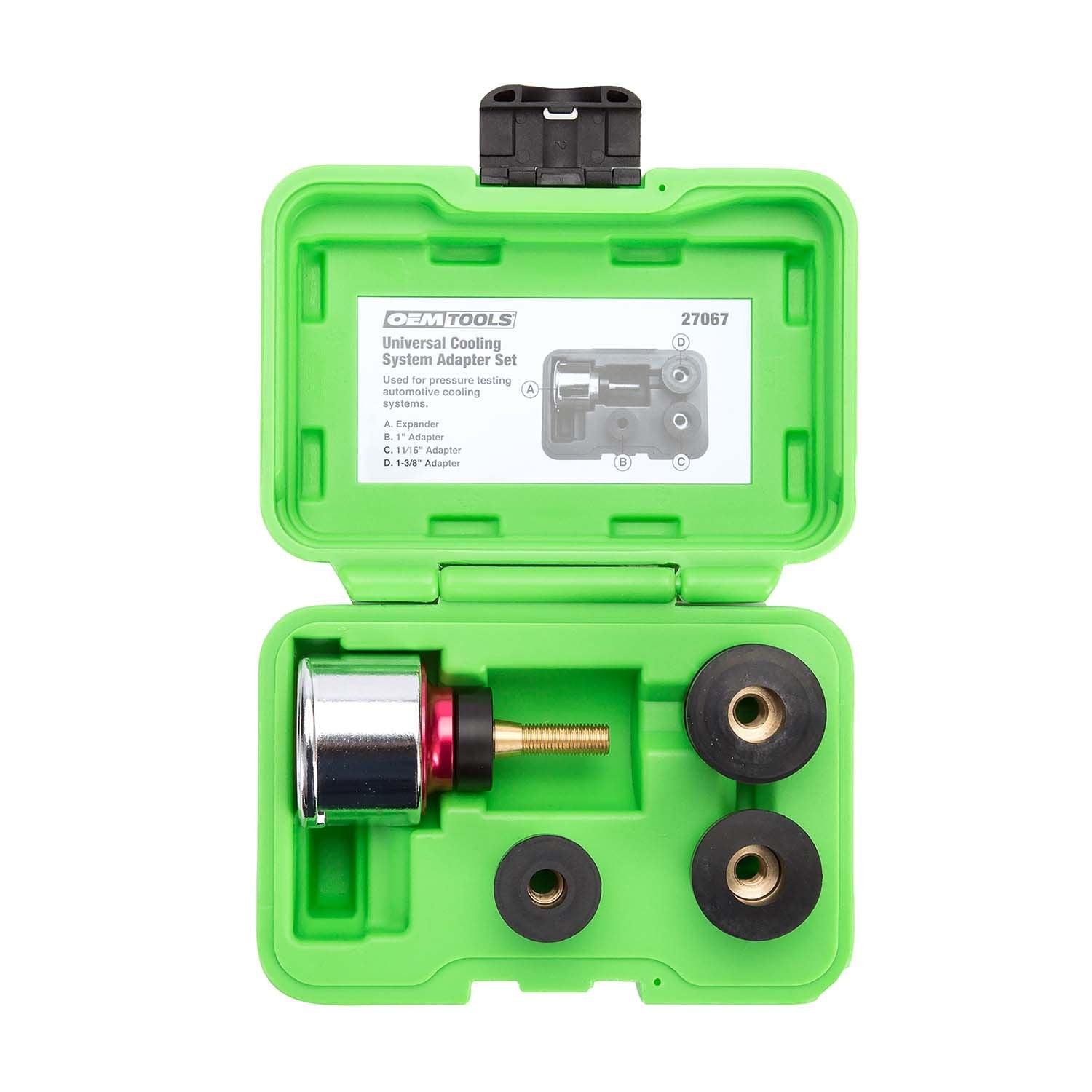 Oemtools 27067 Universal Cooling System Adapter Set, Works With Auto Coolant Pressure Tester To Test Pressure In Most Vehicles, Fits Plastic Reservoirs