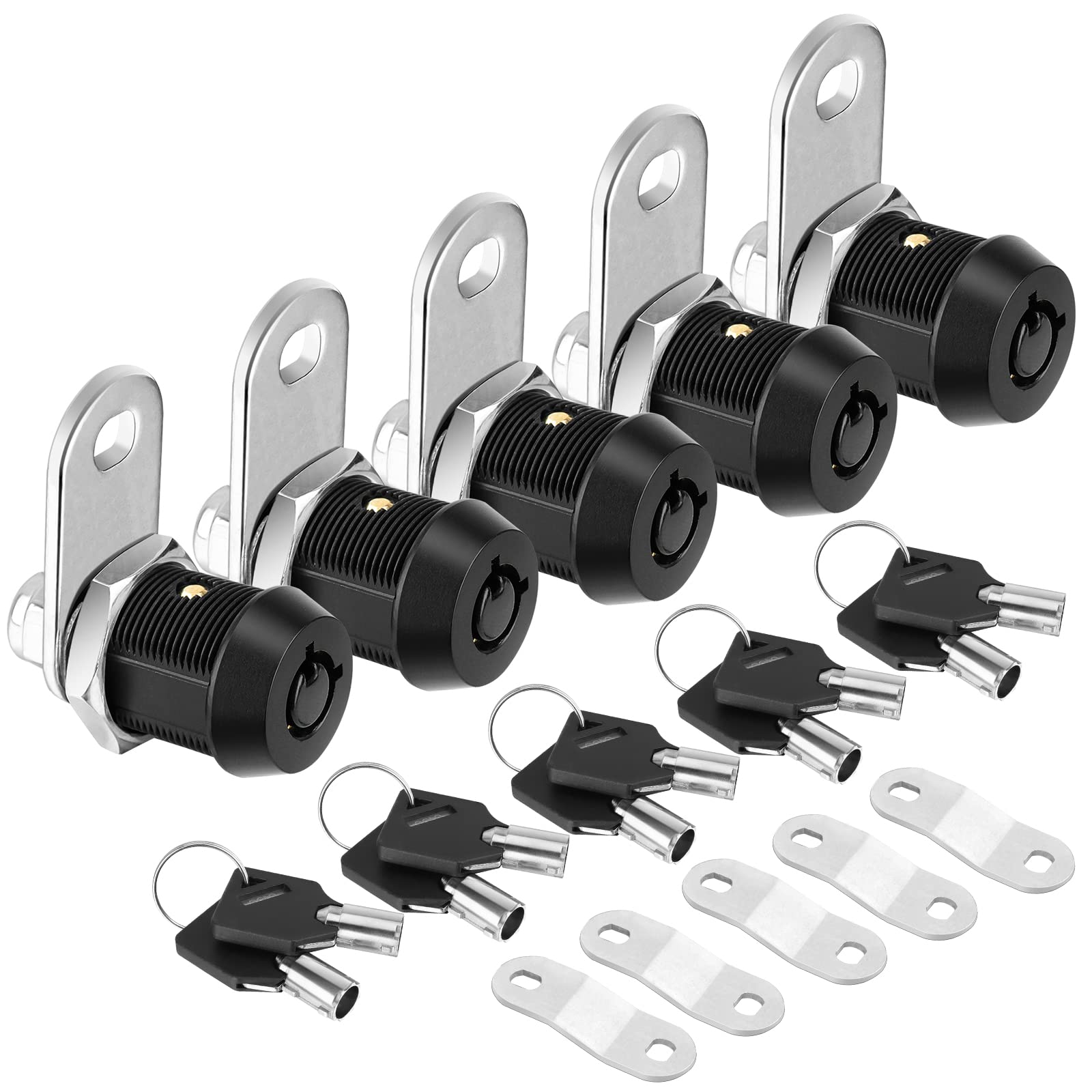 Pteromy 5 Pack Cabinet Lock With Keys, 5/8'' Heavy Duty Tubular Cam Lock For Rv Compartment Storage Locks, Full Set Of Rv Cam Lo