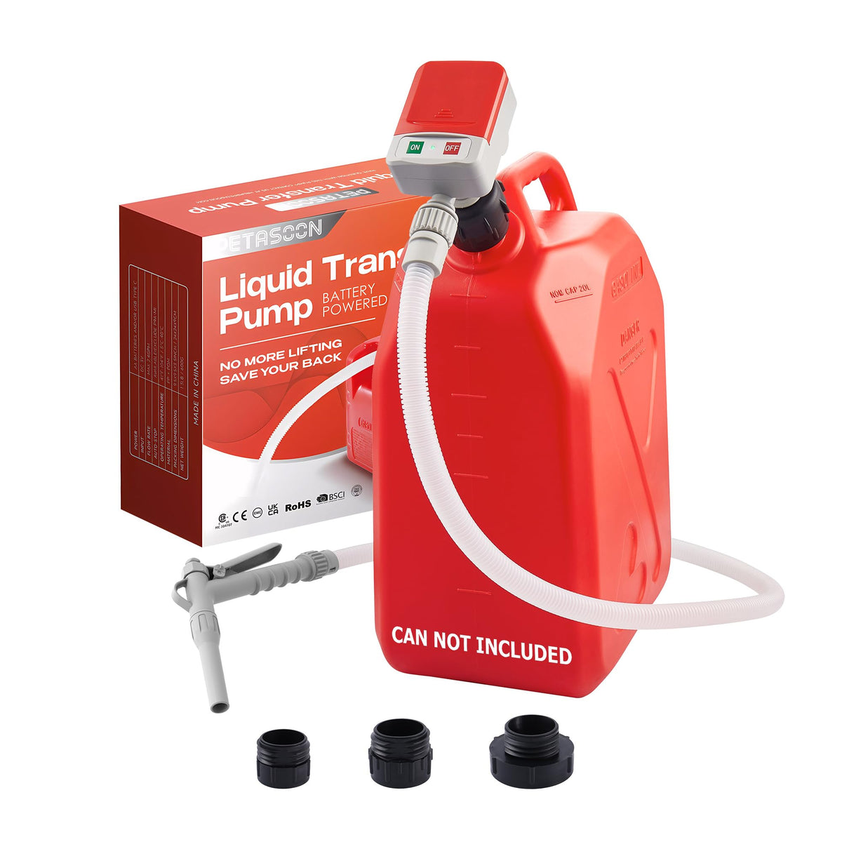 Fuel Transfer Pump Battery Powered Electric Portable Gas Can Tank Pump for Gasoline Diesel kerosene Liquid with Flexible Hose Ha