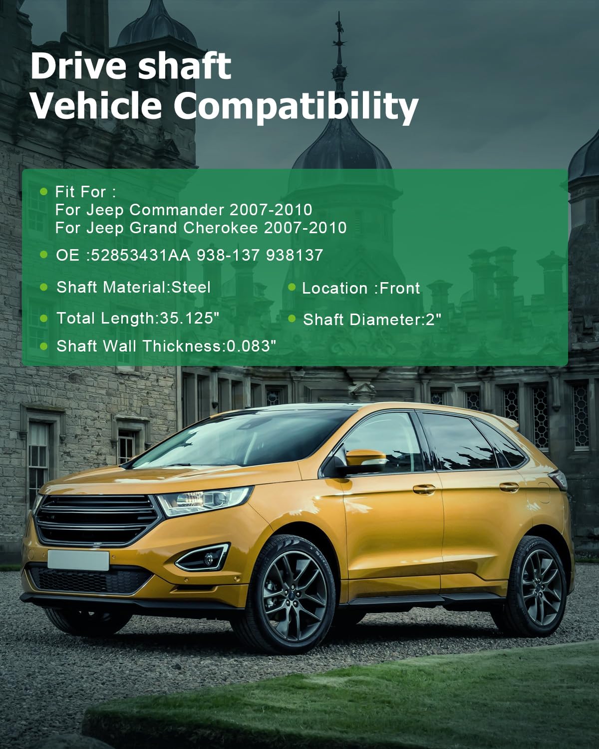 Scitoo?35.125''?Steel Front Driveshaft Assembly Drive Shaft Prop Shaft For Jeep Commander 2007-2010,For Jeep Grand Cherokee 2007