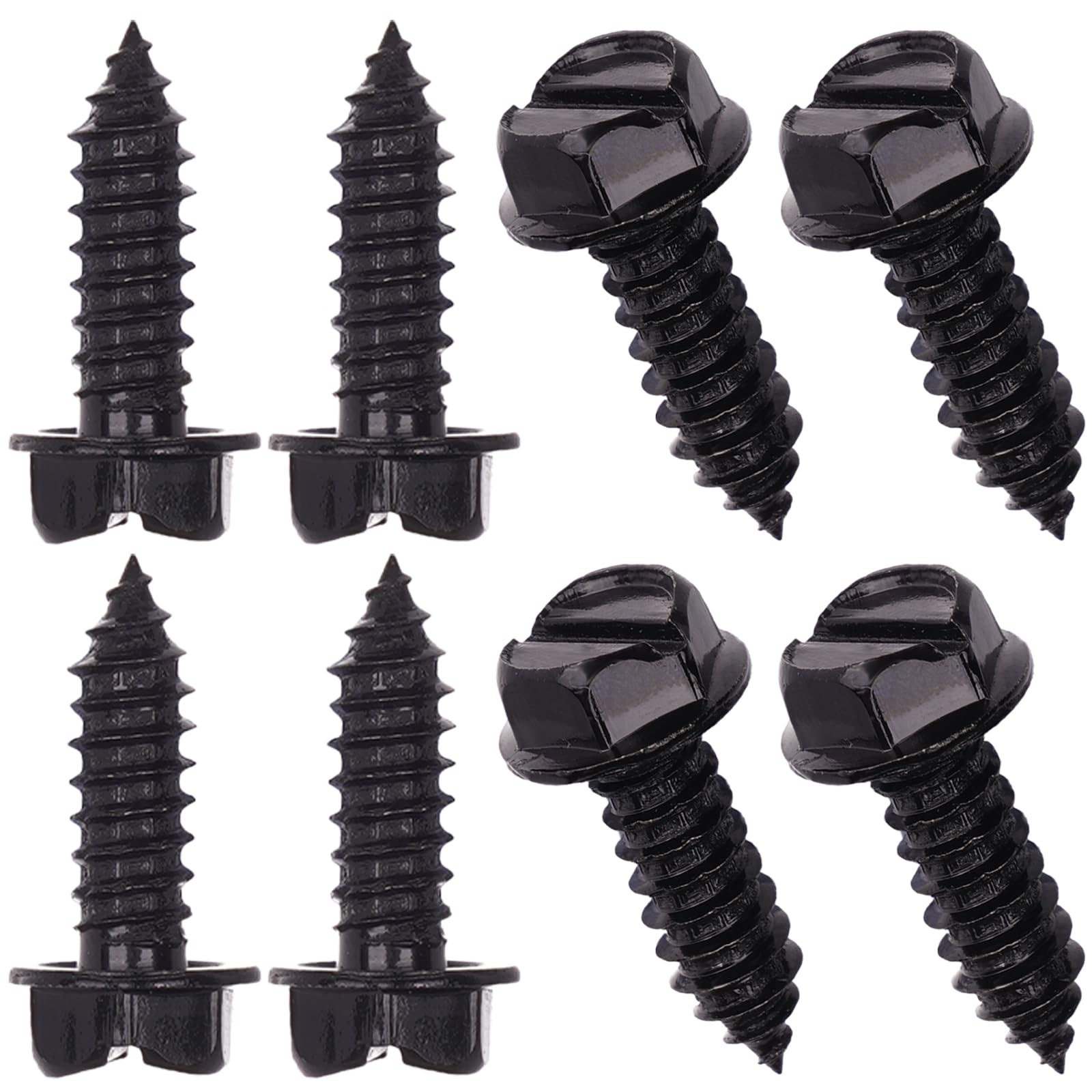 Generic Black Stainless Steel License Plate Screws - 8 Pcs | Rust-Proof Finish | Rustproof Bolts For Domestic Vehicles | Anti-Ra