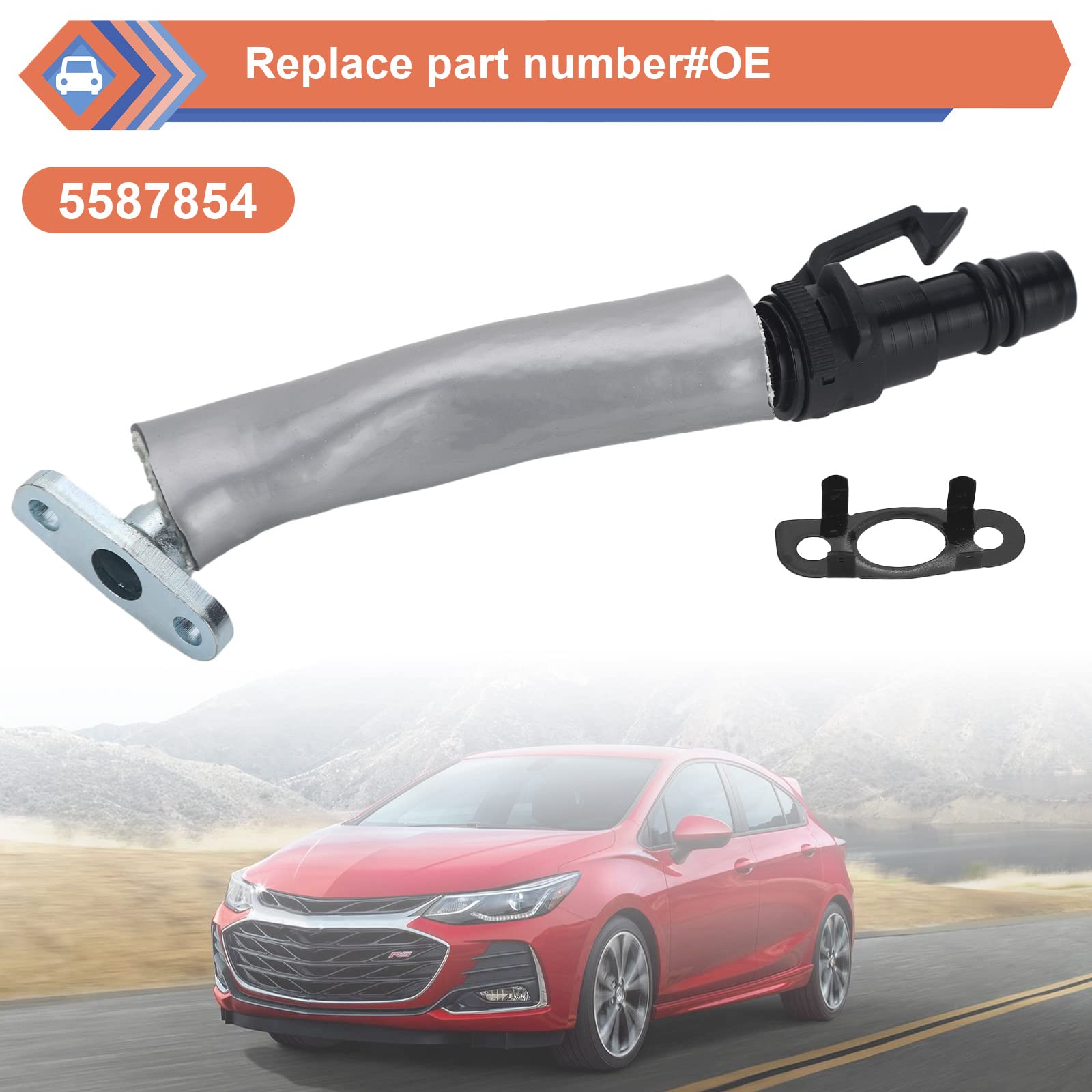 Zonfant Turbocharger Oil Return Tube Pipe Compatible With Chevy Buick Vehicle Cruze Sonic Trax Encore 1.4L, Engine Turbocharger Oil Return Line, Replaces#55569839 55587854