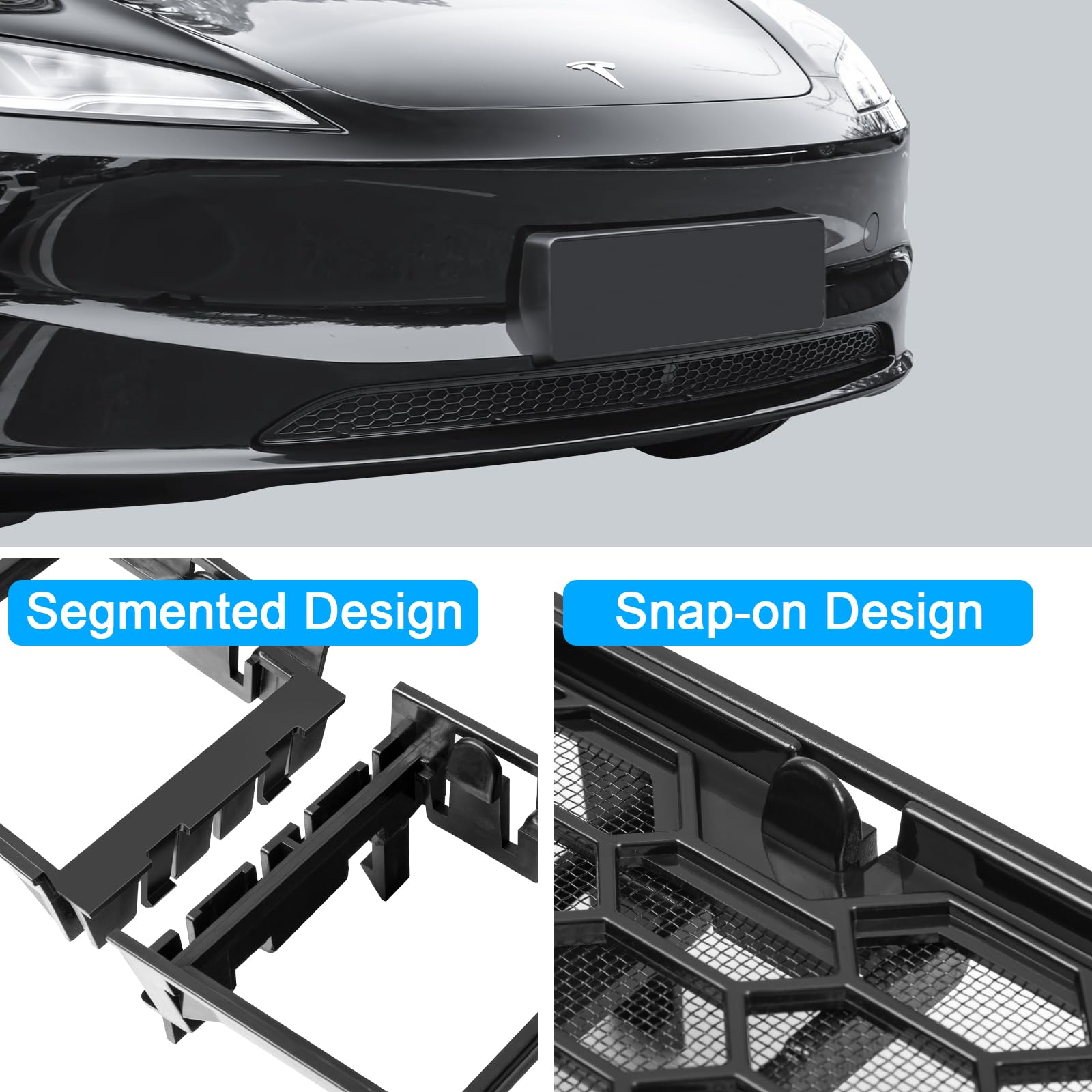 Kunist Grille Mesh Inserts For New Tesla Model 3 Highland Front Air Inlet Vent Grille Cover Replacement For Tesla Model 3 2024 2