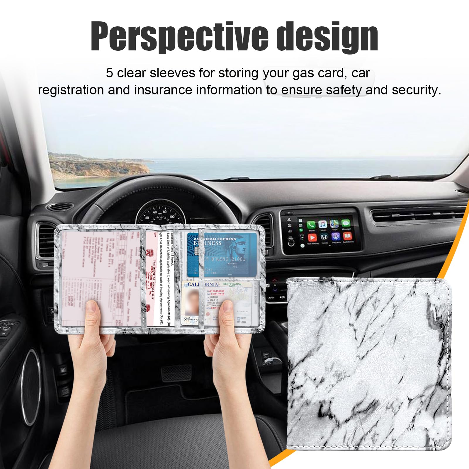 Kewucn Car Registration And Insurance Holder, Leather Auto Glove Box Organizer With Magnetic Shut, Driver License & Essential Do