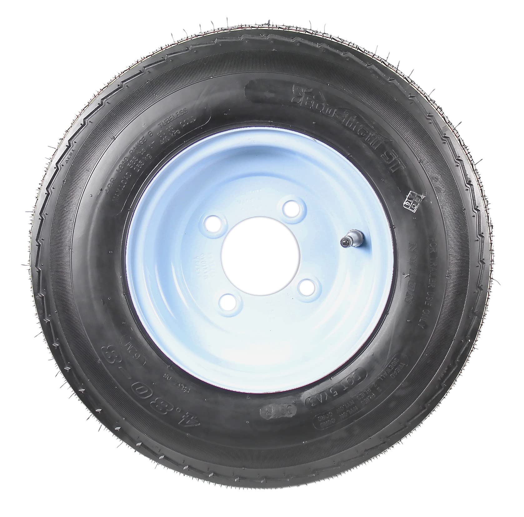 eCustomrim 2-Pack Trailer Tires On Rims 4.80-8 480-8 4.80 X 8 8 in. Load Range B 4 Lug Bolt Wheel White - 2 Year Warranty w/Free
