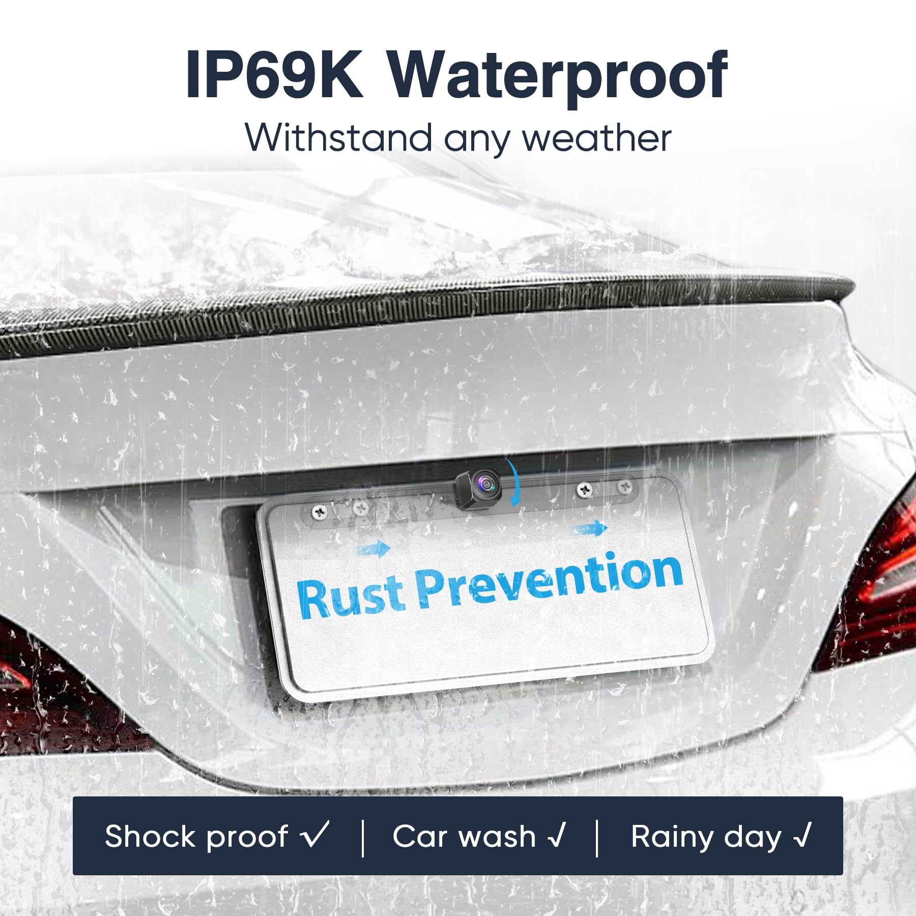 Pixelman 2024 Ahd Backup Camera For Car,Stainless Bracket License Plate Backup Camera,Ip69 Waterproof 145 Universal Rear Camera