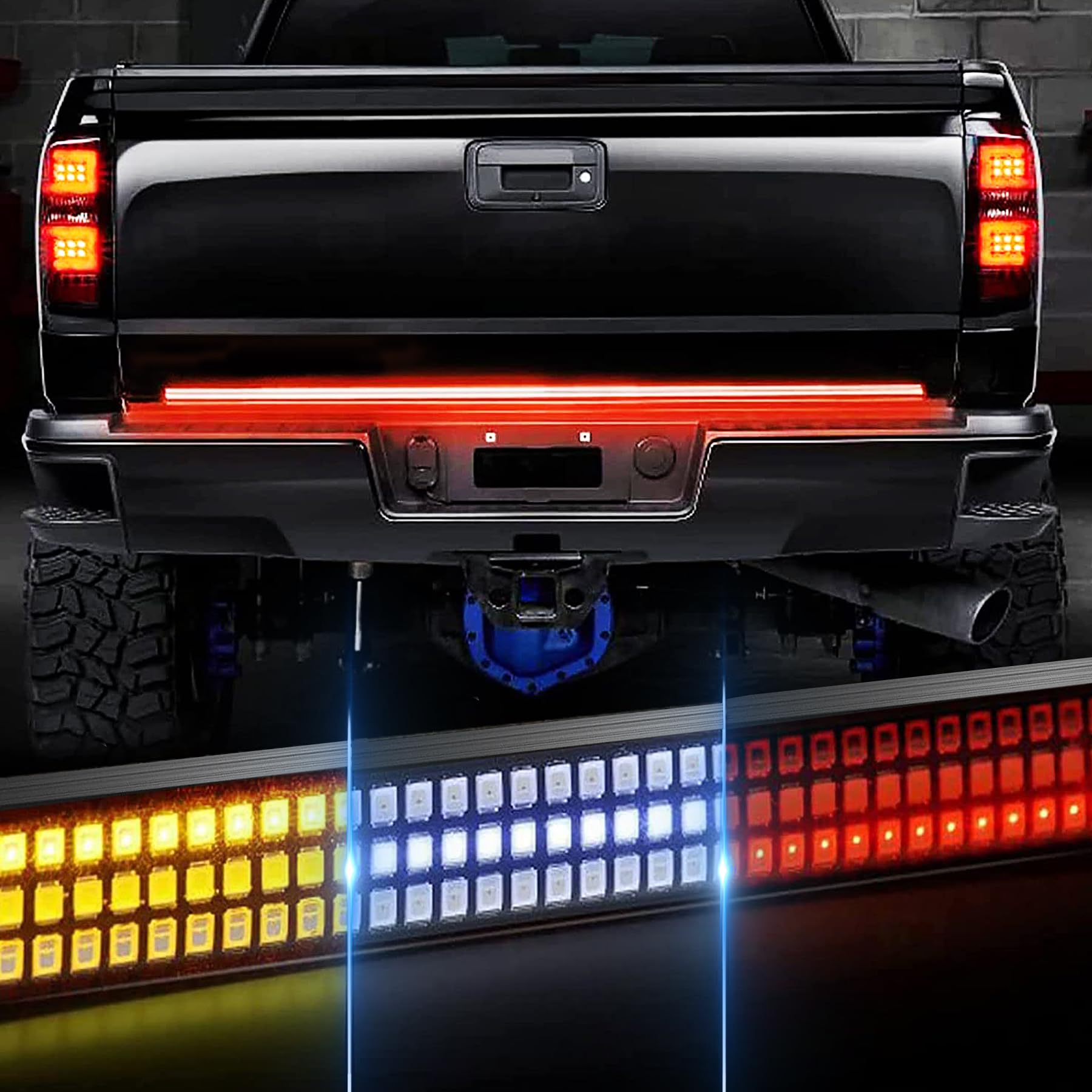 Amexmart 48''/49'' Tailgate Light Bar,Aluminum Frame Triple Row Led Tailgate Light Strip For Truck, Pickup,Trailer With Full Fun