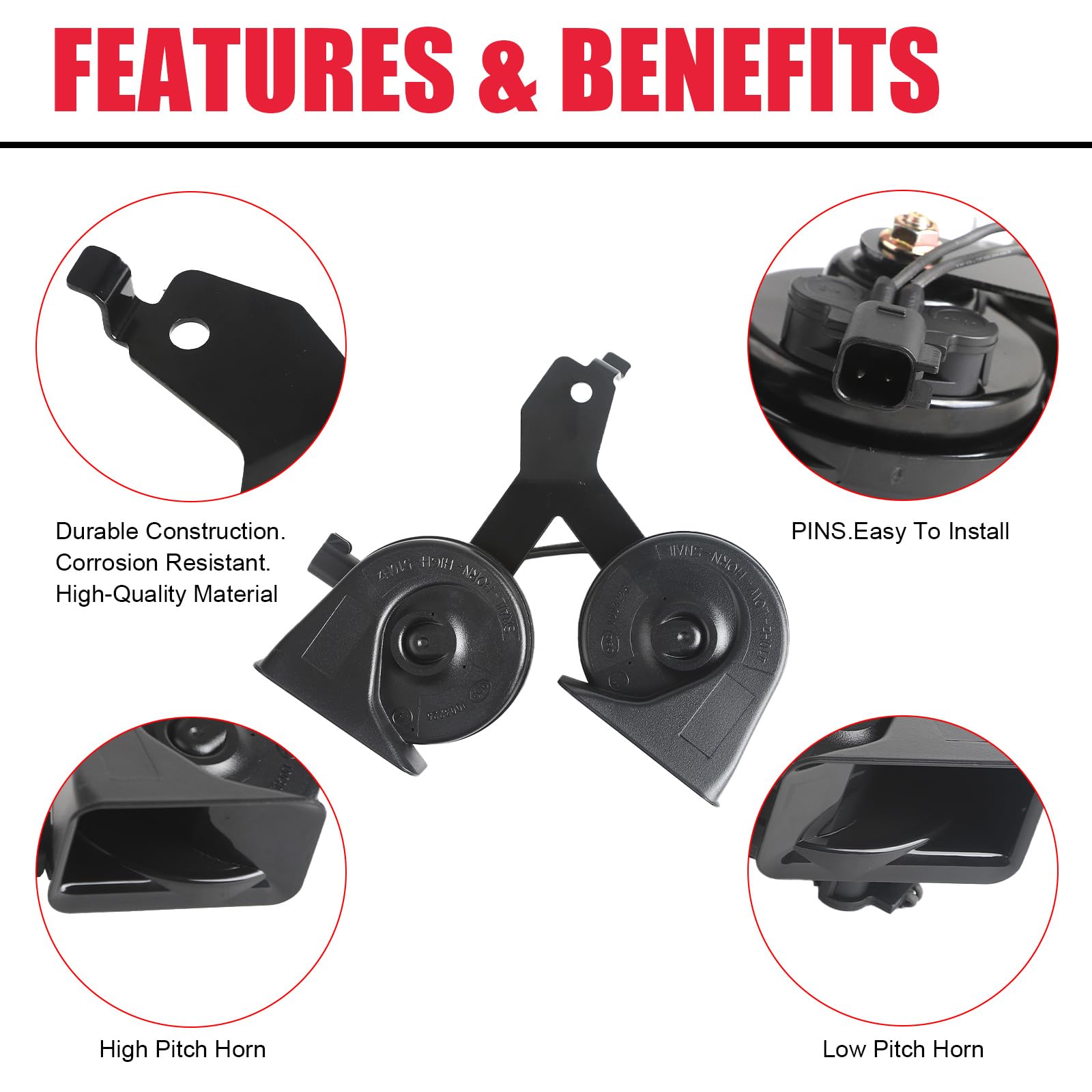 Horn Assembly with Bracket Compatible with 2009-2014 Ford F150 Replaces# 9L3Z-13832-A