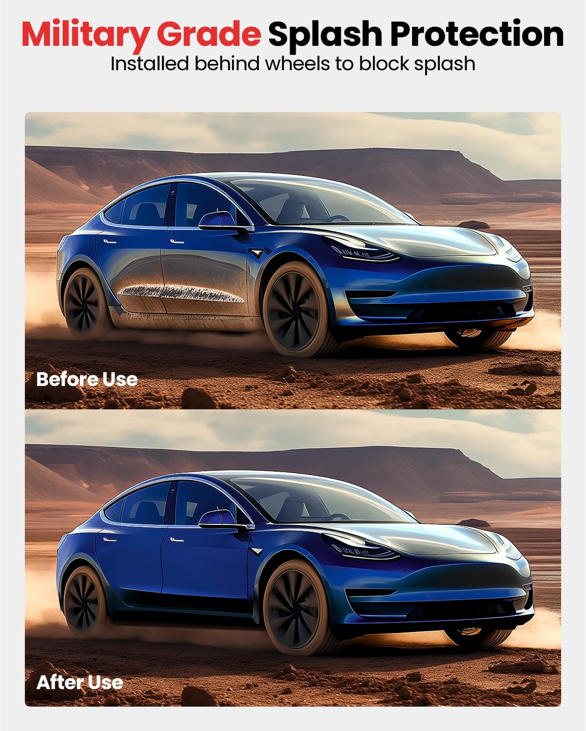 Reevaa 2025 Tesla Model 3 Highland Accessories - Mud Flaps [No Drilling Required] All-Weather Mud Guard Body Kits For Model 3 Hi