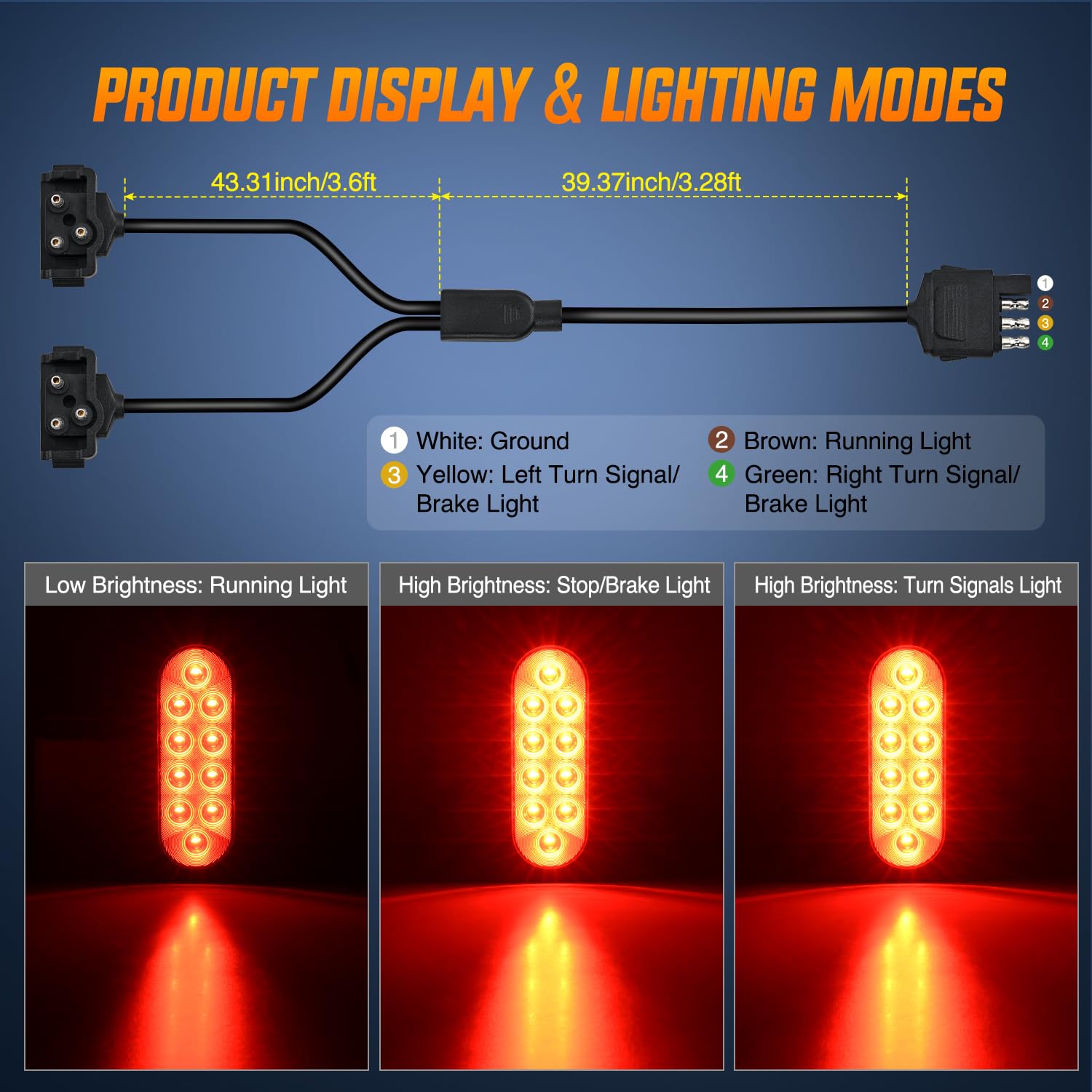 Nilight Hitch Cargo Carrier Oval Light Kit 2Pcs 6Inch Red W/Flush Mount Grommet Bracket Harness Waterproof Stop Turn Signal Tail