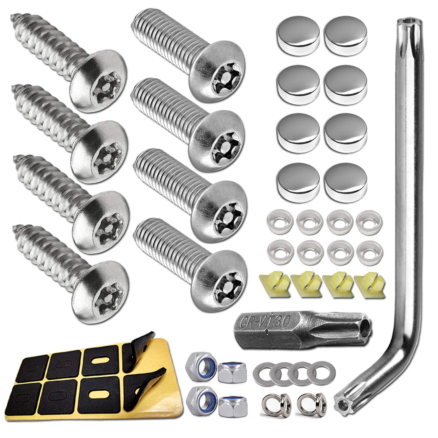 Zxfoog Anti Theft License Plate Screws- Stainless Steel Bolts Fasteners Kits For Car Tag Frame Holder, Tamper Resistant Mounting