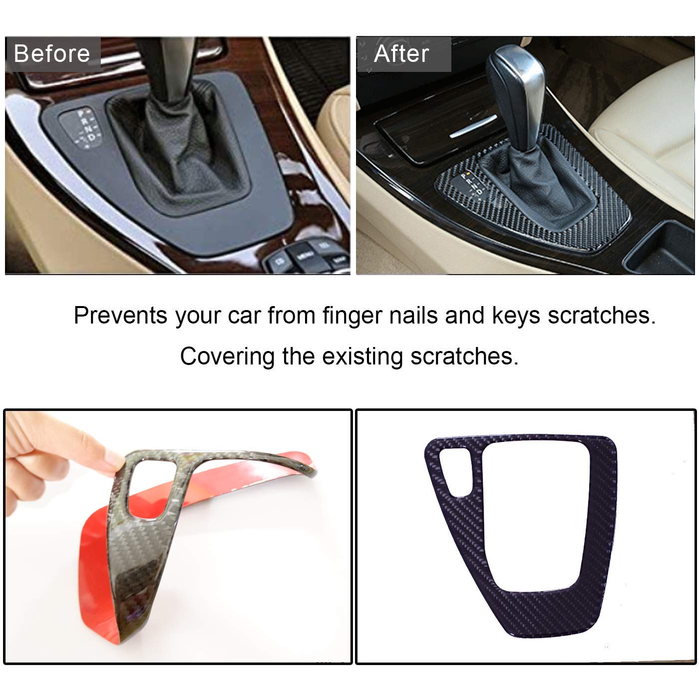 Wodofo Gdr Soft Carbon Fiber Car Control Gear Box Shift Knob Panel Frame Cover Sticker Interior Trim Compatible With Bmw E90 E92 E93 3 Series 2005-2012 323 325 328 330 335