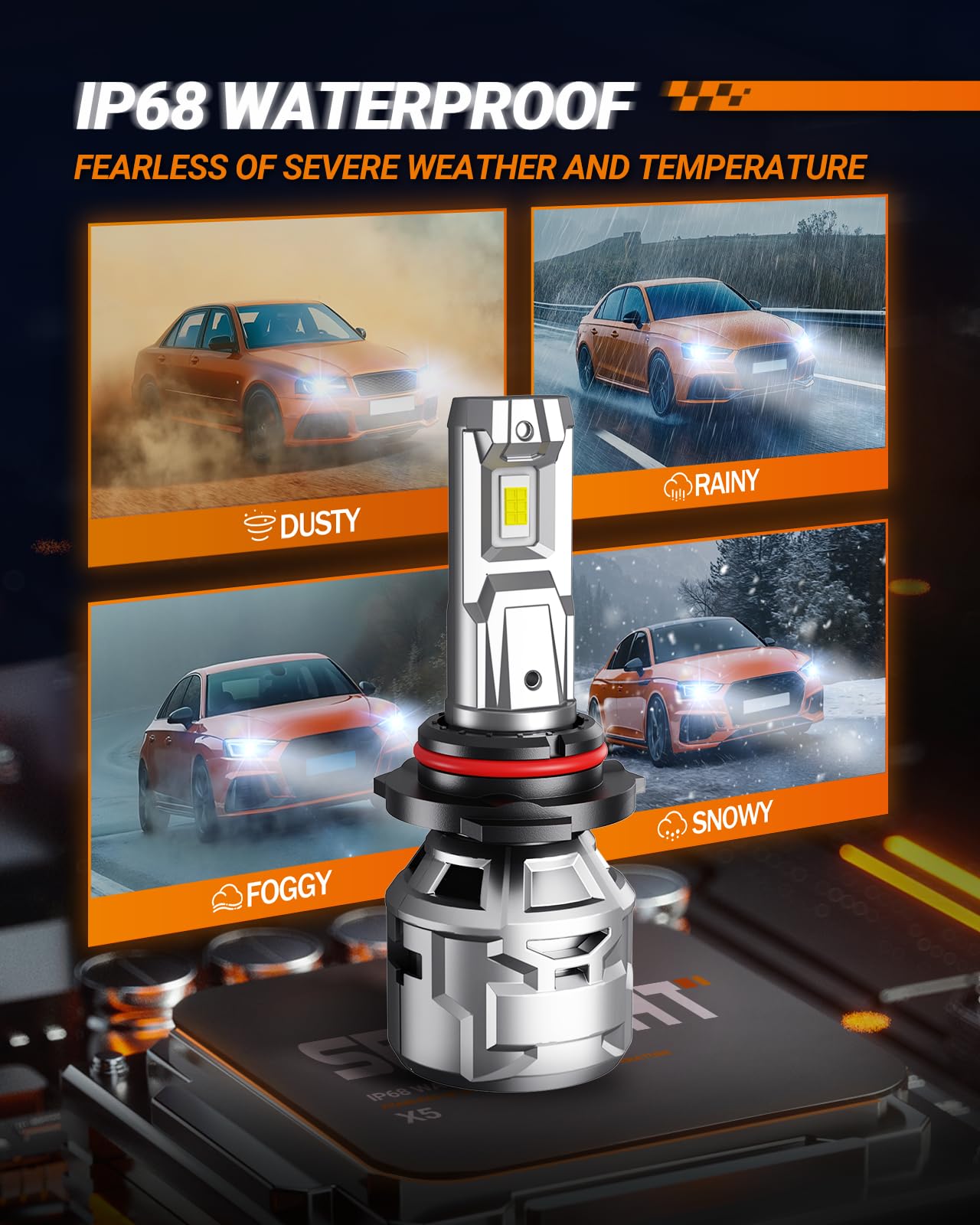 SEALIGHT High Power 9005 9006 Fog Bulbs Cambo 60000LM For ATV/UTV,Prolong Lifespan IP68 60000Hrs Canbus Ready 1:1 Size Quick Ins