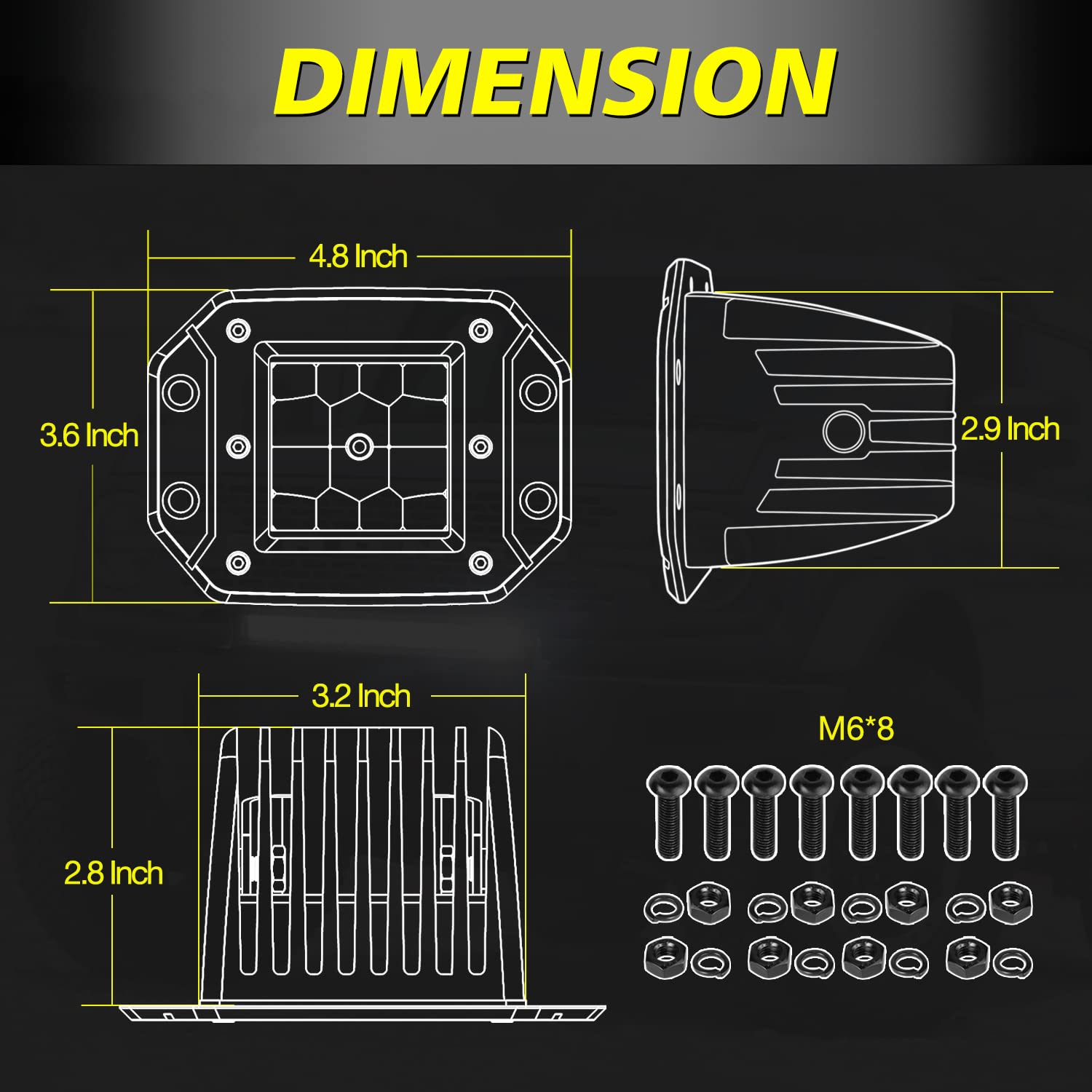 Flush Mount Led Pods, Akd Part 2Pcs 84W Flush Mount Led Driving Lights Spot Beam Backup Reverse Lights Off Road Fog Lights Bumpe