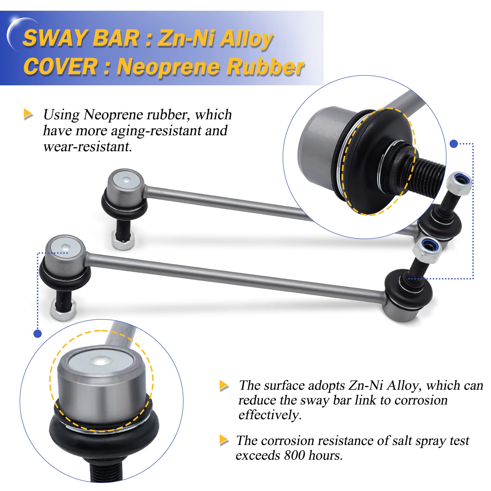 Zinc-Nickel Alloy Front Stabilizer Sway Bar Links For 2005 2006 2007 2008 2009 2010 2011 2012 2013 2014 Ford Mustang 4R3Z5K483Aa