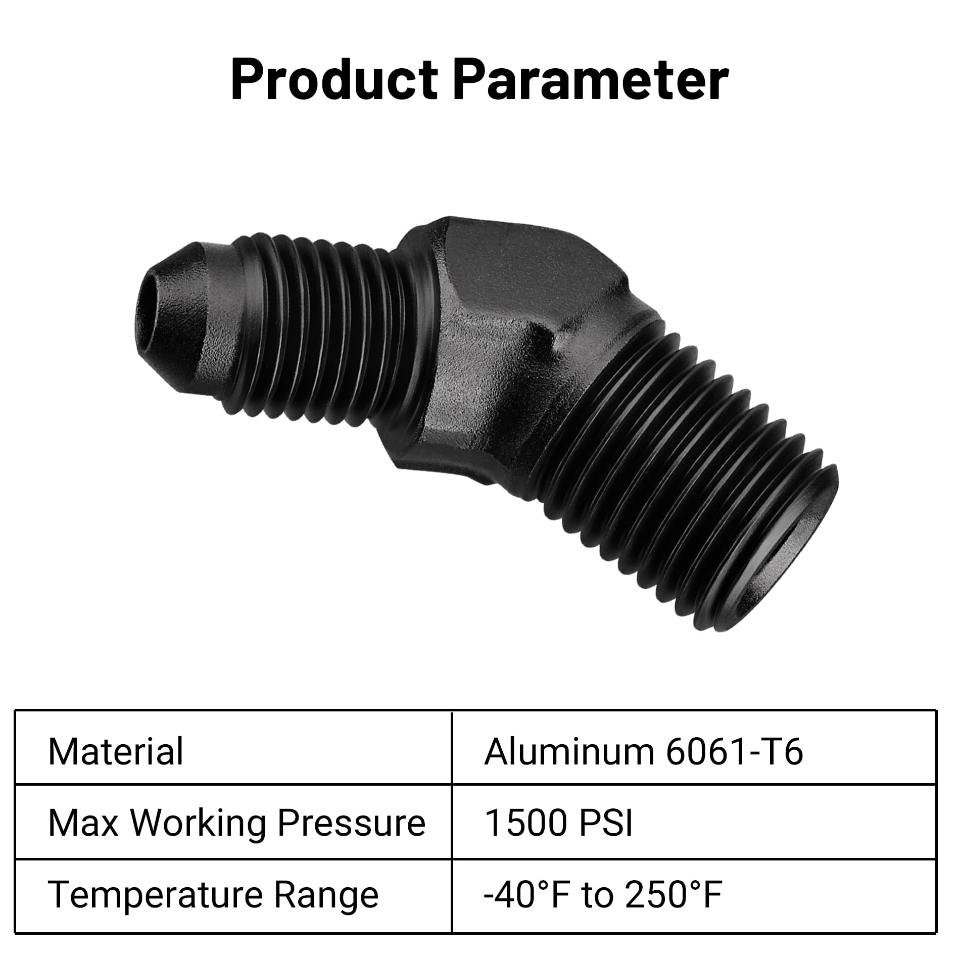 Evil Energy 4An Male Flare To 1/4'' Npt Pipe 45 Degree Fitting Adapter Aluminum Black