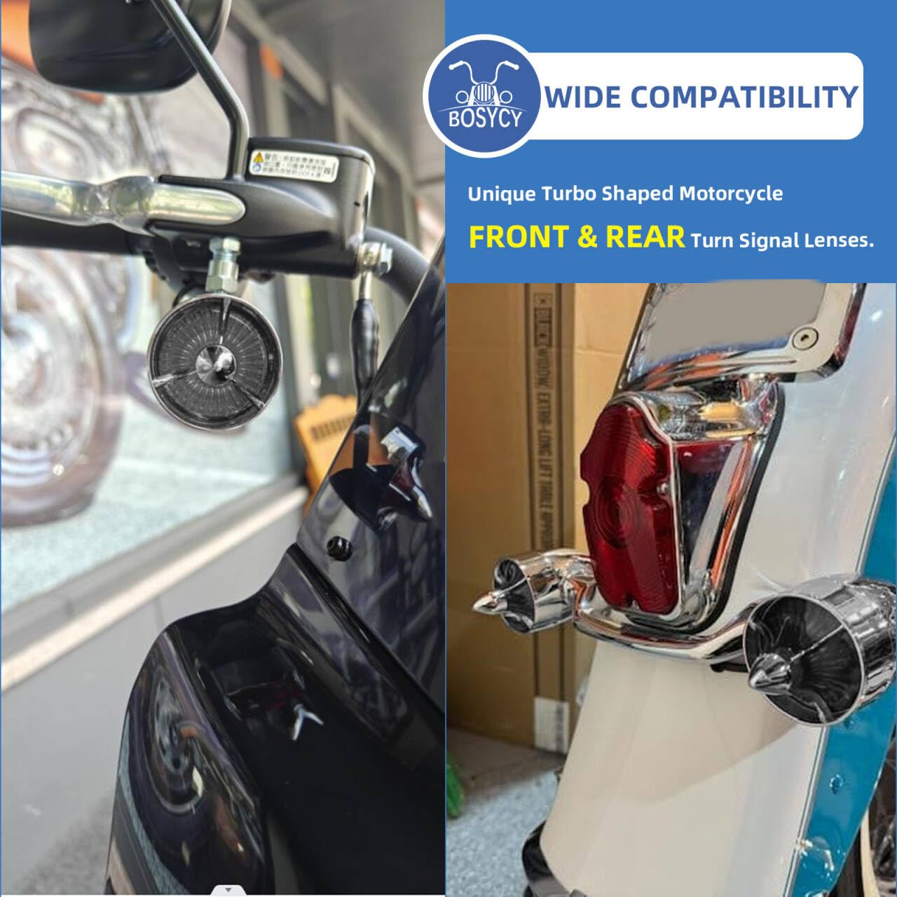 BOSYCY Motorcycle Turn Signals Lens Covers 2 Pack, Smoked Plastic Caps for Harley Softail, Road Glide, Sportsters - Universal Fit