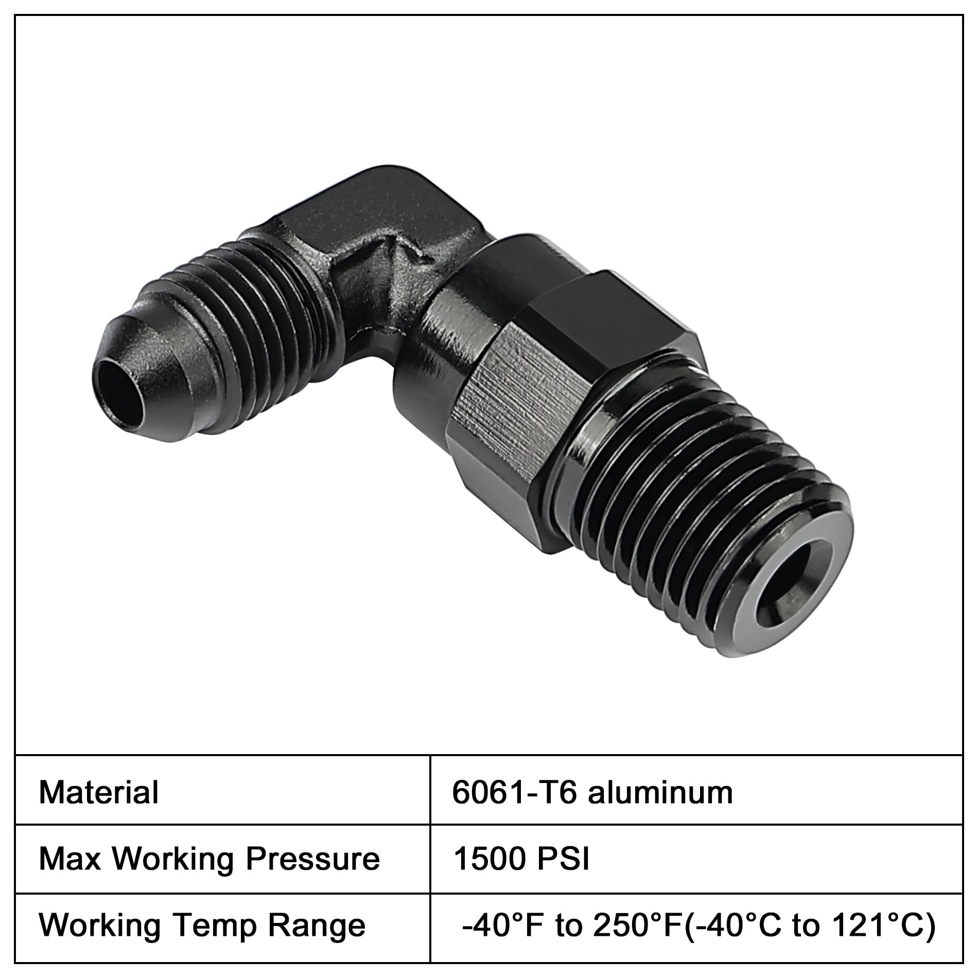 Evil Energy 4An Male Flare To 1/4 '' Npt 90 Degree Swivel Fitting Adapter Aluminum Black