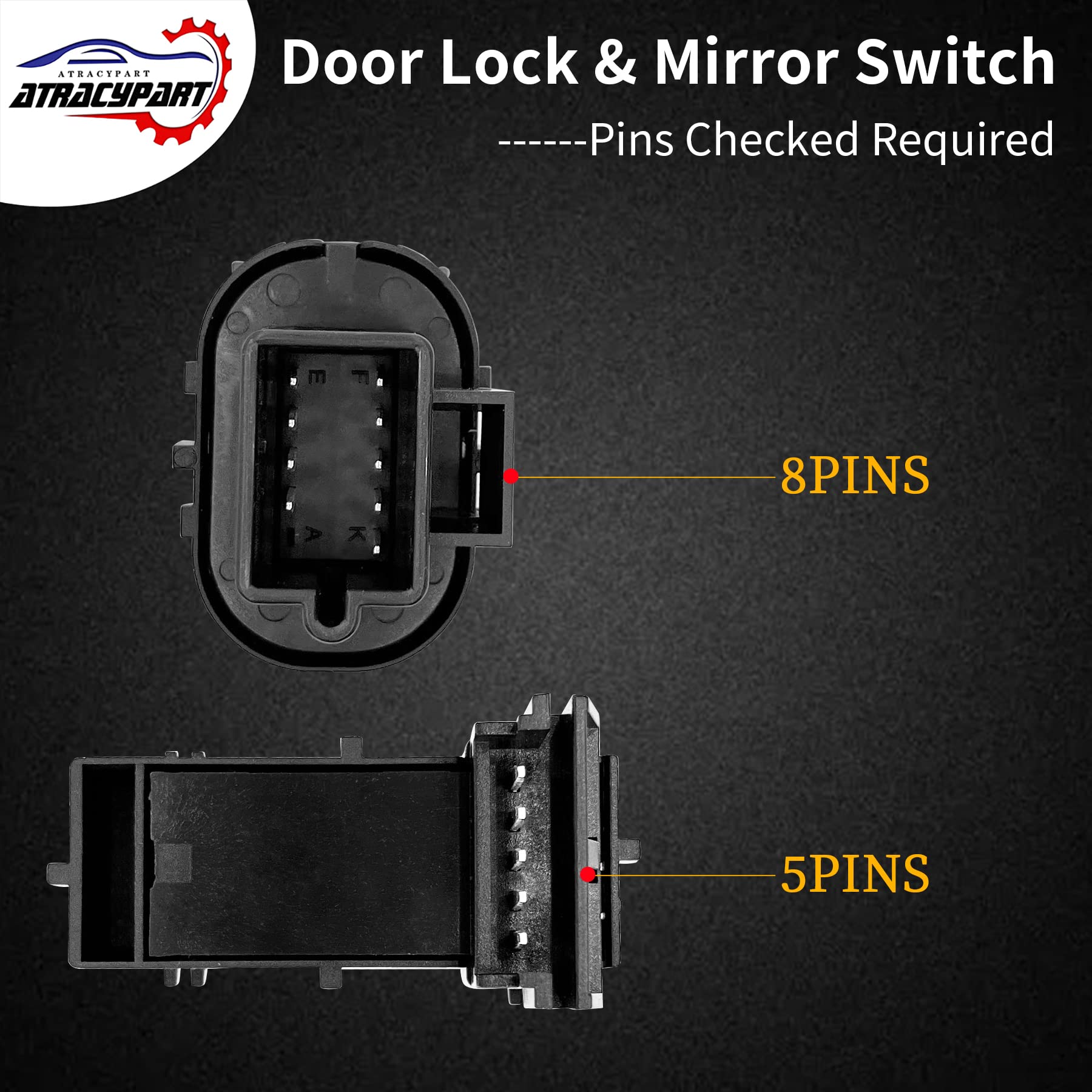 Power Window Switch Driver Side & Front Driver Side Door Lock Switch & Mirror Switch | Replacement For 2007-2014 Chevy Silverado Gmc Sierra 1500/2500Hd/3500Hd | Replaces# 25789692, 22883768, 15804093