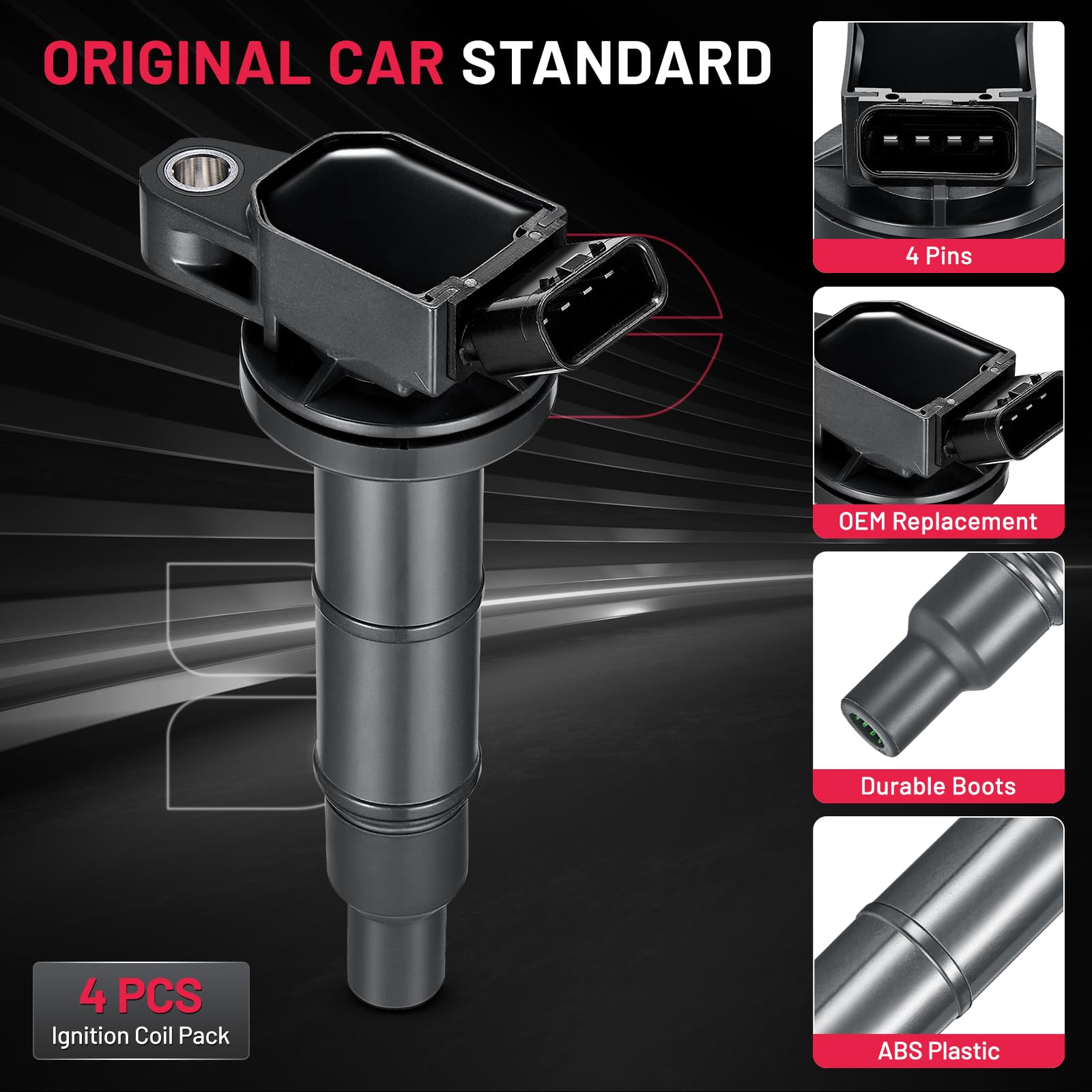 Bdfhyk High Performance Ignition Coil Compatible With Toyota Camry Highlander Matrix Rav4 Solara Lexus Pontiac Scion L4 2.0L 2.4