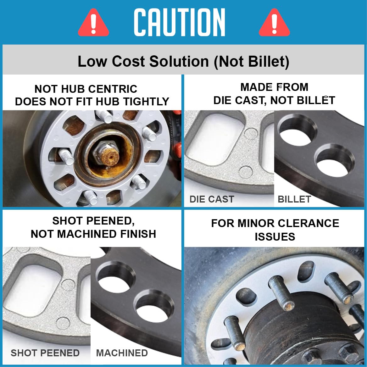 Wheel Accessories Parts 4 Pcs Die Cast Wheel Spacers 6Mm 1/4'' Thick Fits Bolt Patterns 5X4.25 5X110 5X112 5X4.5 5X115 5X120 5X4