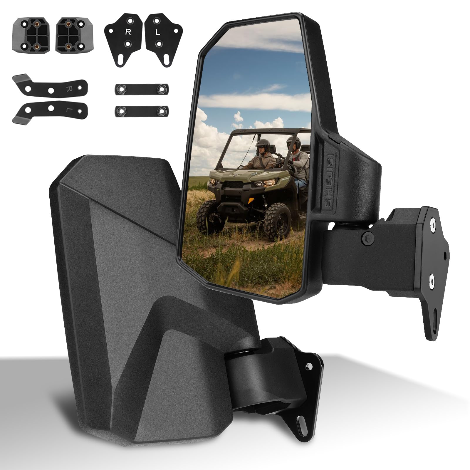 Shejisi Defender Side Mirrors,The Spring Back Feature Allows Easy Reset After Fold,2024 New Utv Mirrors Compatible With Can Am D