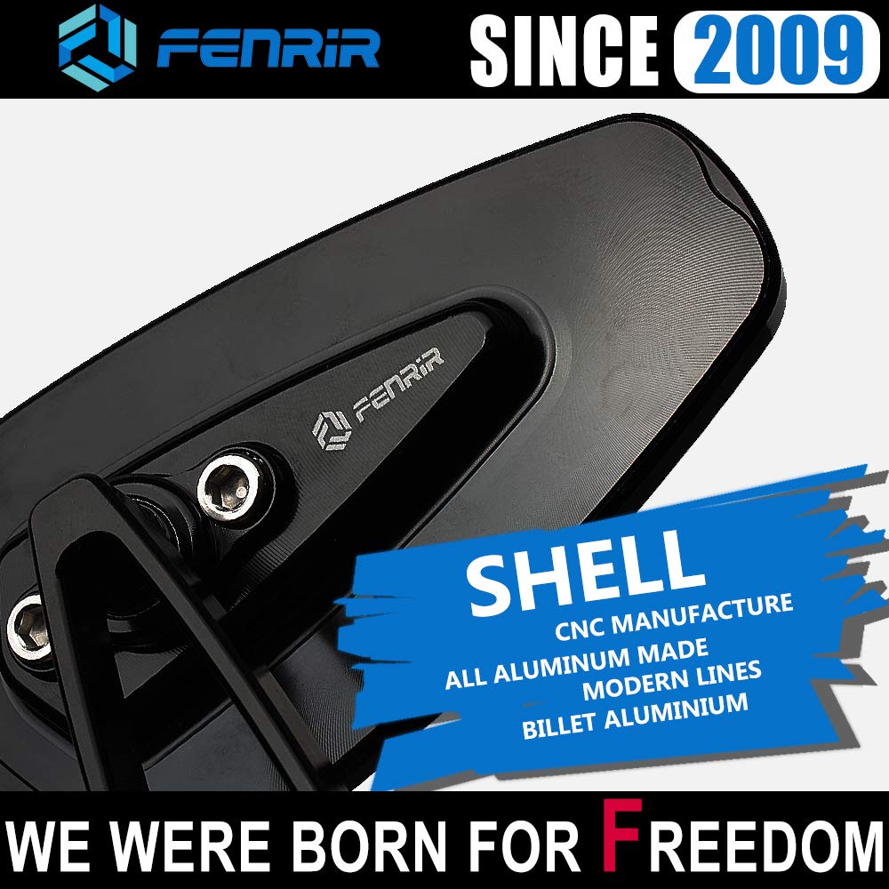 Fenrir Cnc Aluminum Alloy Cafe Racer Black Motorcycle Bar End Mirrors Side Folding 22Mm 7/8' Inch Handlebar Mirror Universal Rear View For M6/M8 Standard Super Sport Naked Street Bike Scooter Minimoto