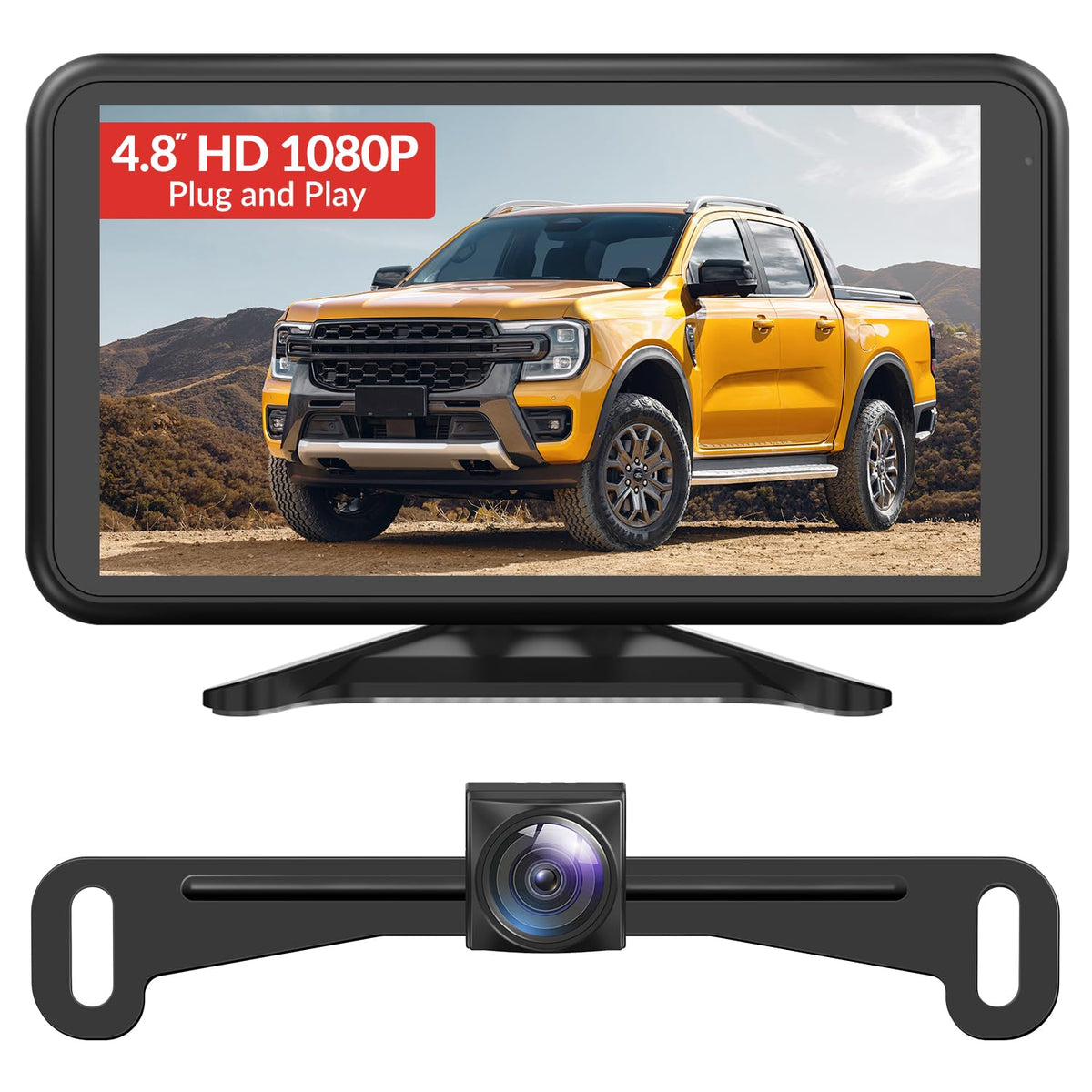 Auto-Vox Backup Camera For Truck Plug And Play: 4.8'' 1080P Stable Signal Clear