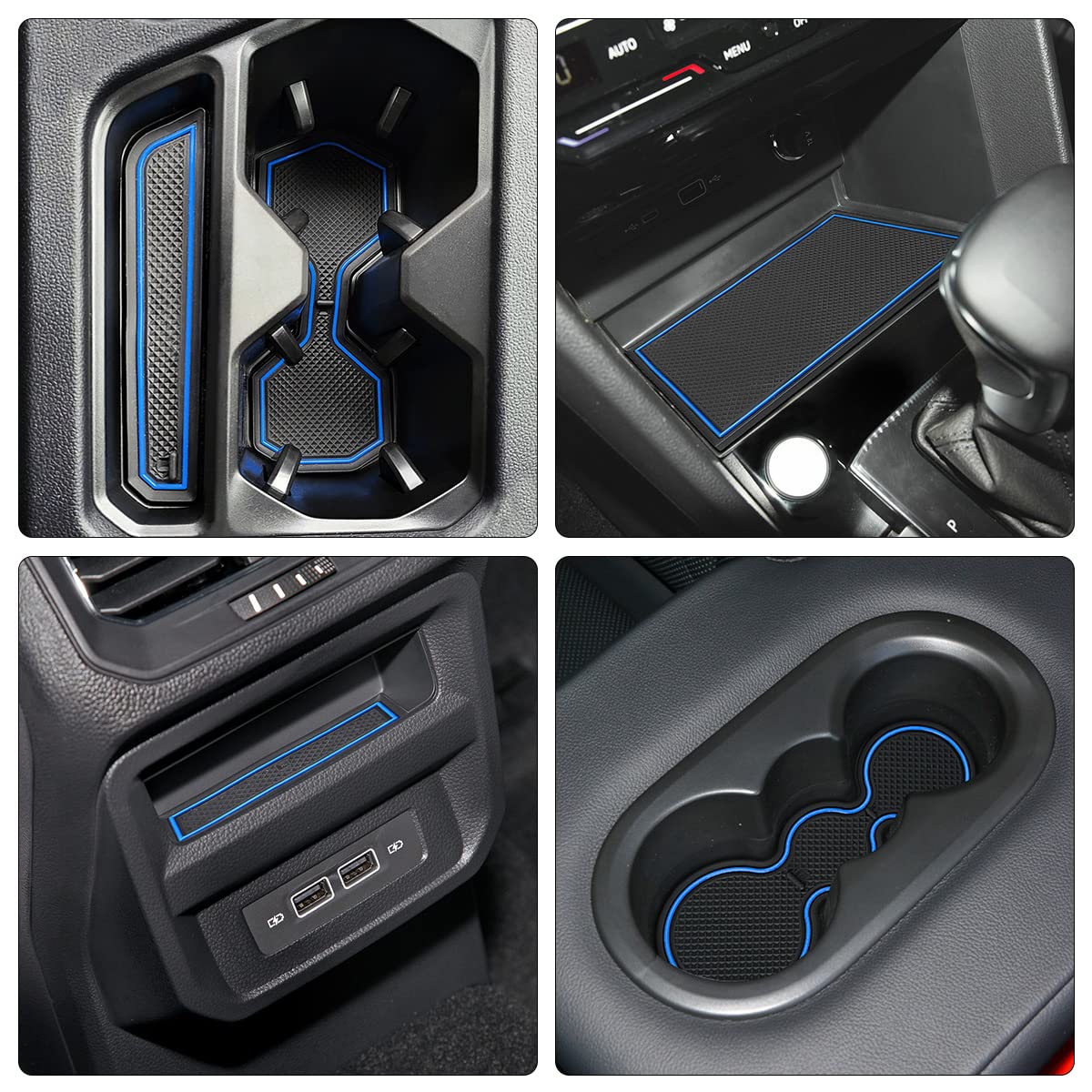 Auovo Anti Dust Cup Holder Insert Liners For Volkswagen Vw Taos Accessories 2024 2023 2022 Custom Fit Interior Mats 5Pcs (Blue)