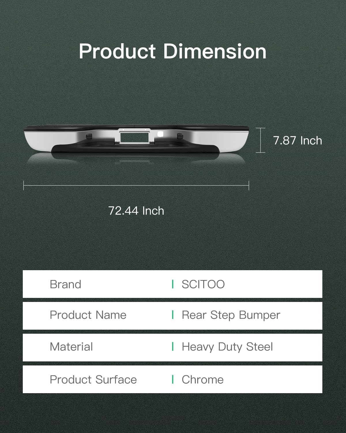Scitoo Rear Step Bumper Fit For 99-06 For Silverado 1500 And For Gmc Sierra 1500, 07 For Silverado 1500 Classic And For Gmc Sierra 1500 Classic, Chrome Automotive Bumpers W/O Parking Sensor Holes