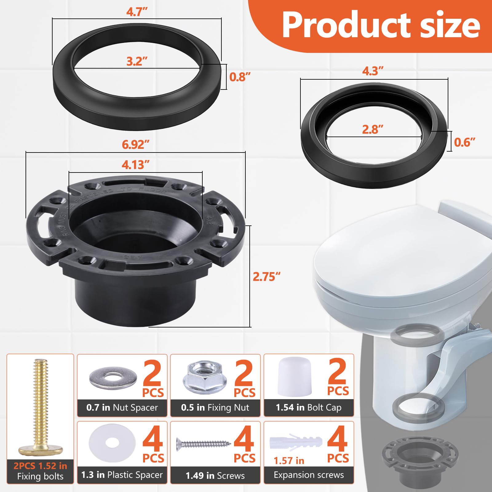 Boeemi Rv Toilet Flange Socketed 385345892 And Rv Toilet Seal Kit Compatible With Aqua Magic Style Plus, Style Ii And Residence,