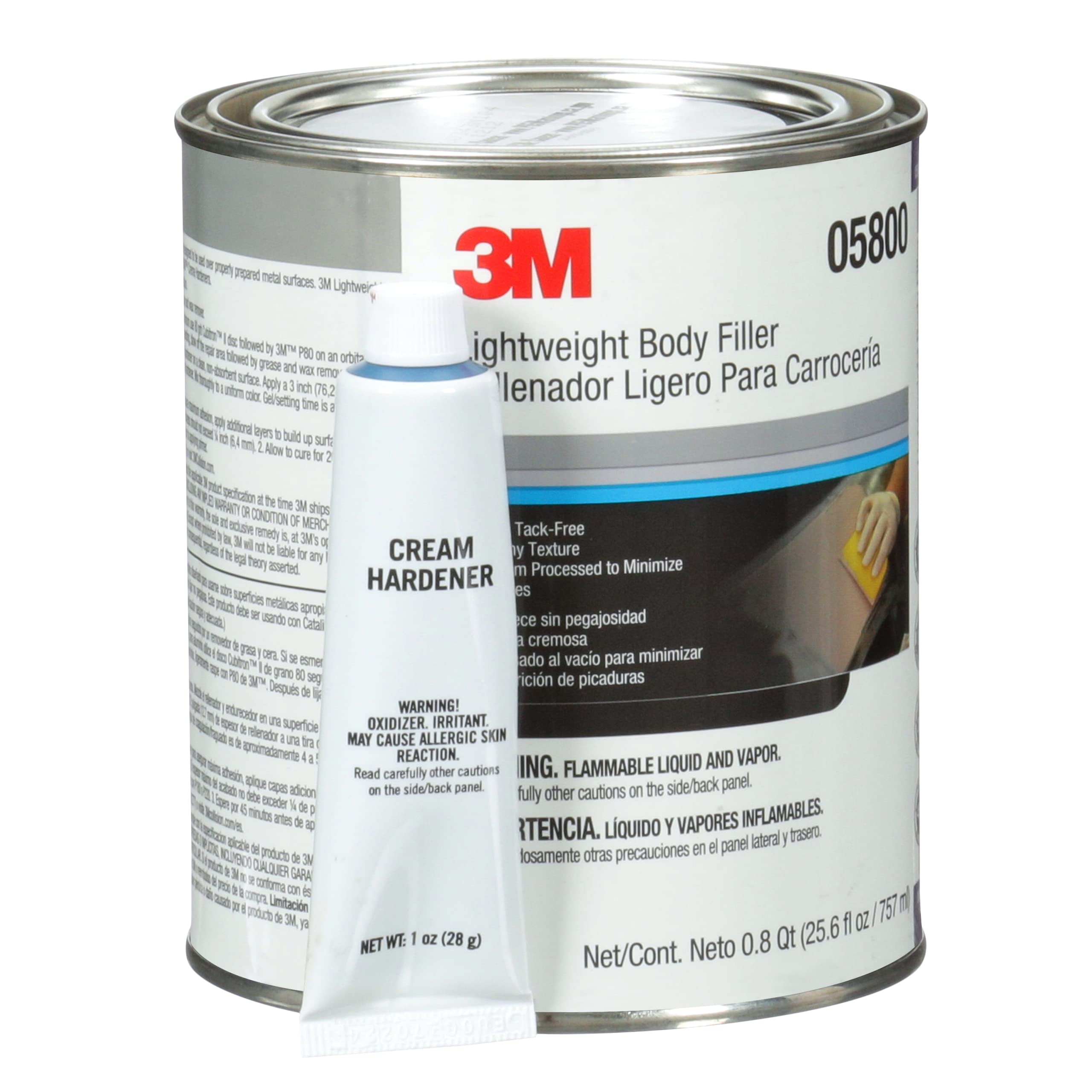 3M Lightweight Body Filler, 05800, 1 Qt , White