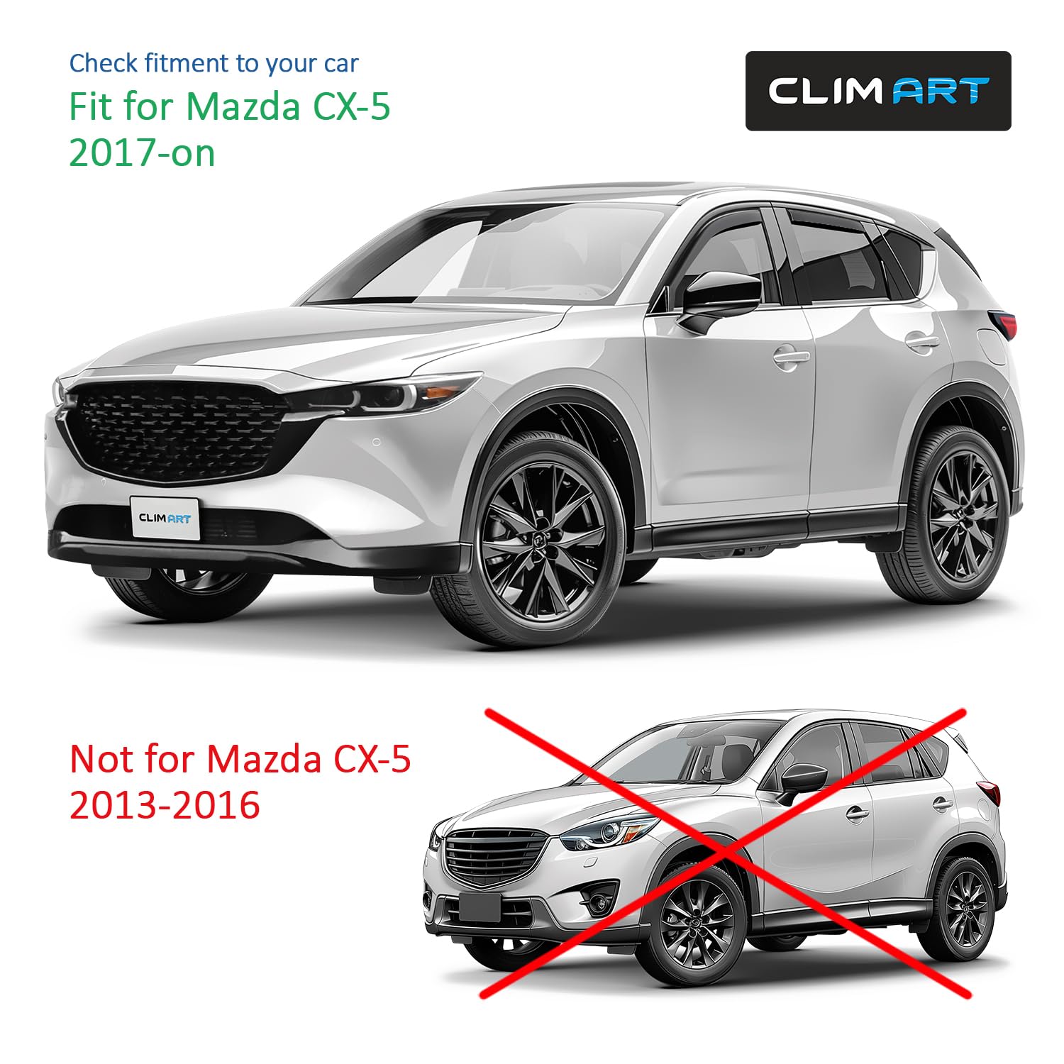 Clim Art In-Channel Incredibly Durable Rain Guards For Mazda Cx-5 2017-2025, Original Window Deflectors, Vent Deflector, Vent Wi
