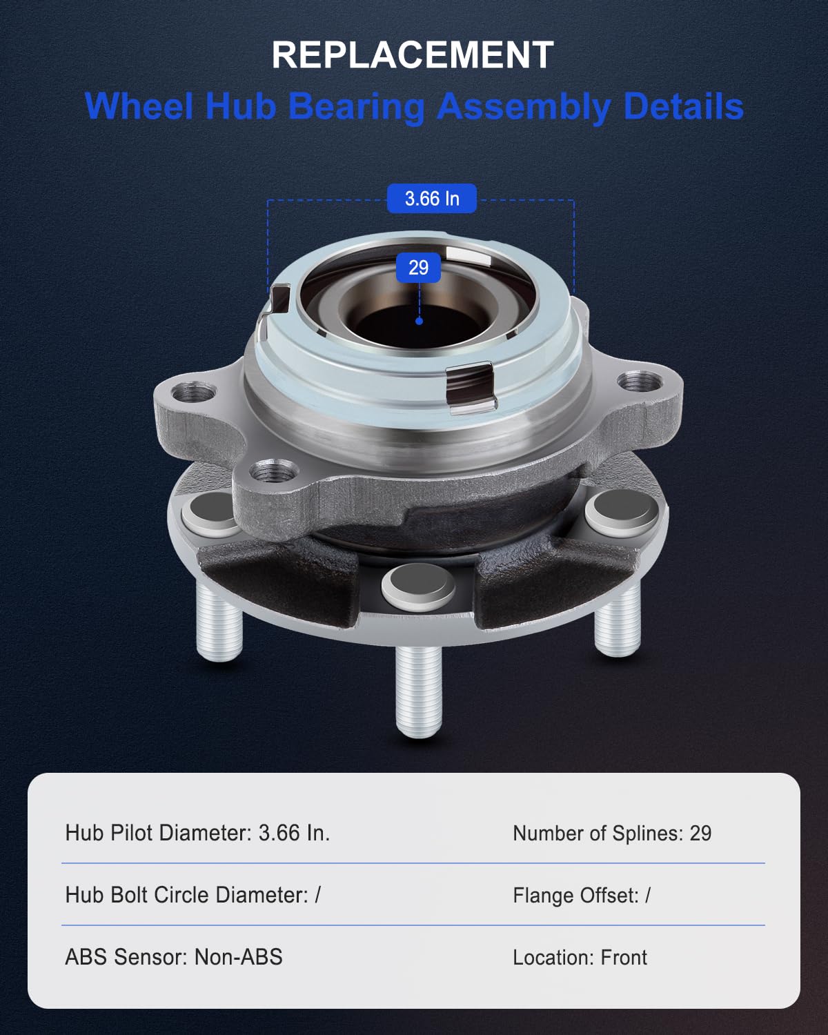 ECCPP Front 5 Lugs Wheel Bearing and Hub Assembly for 2003-2007 Murano 2004-2009 Quest Wheel Hub Bearings 513310