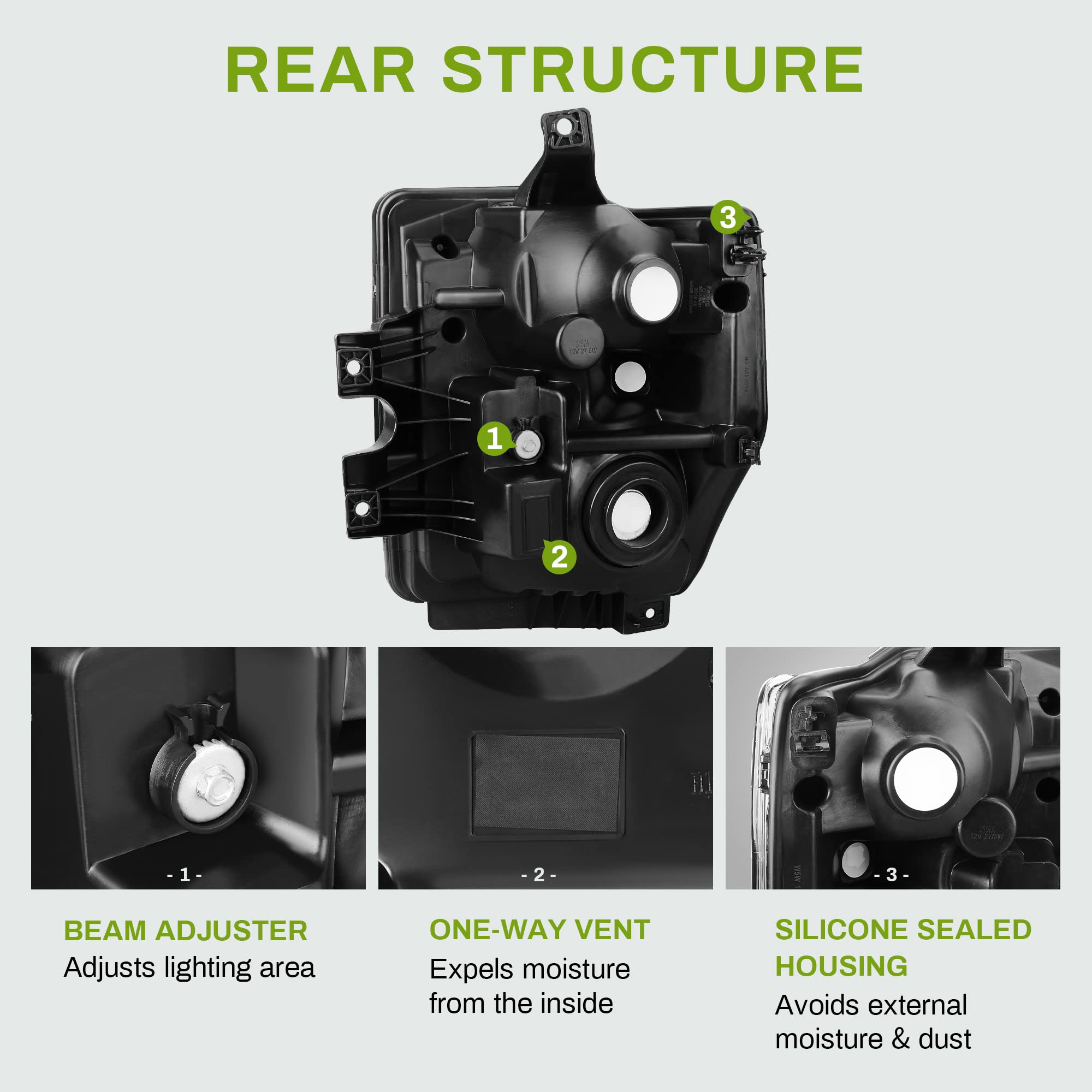 Autosaver88 Headlight Assembly Compatible With 2008-2010 Ford F250 F350 F450 Super Duty Black Housing(Fo2502243 Fo2503243)