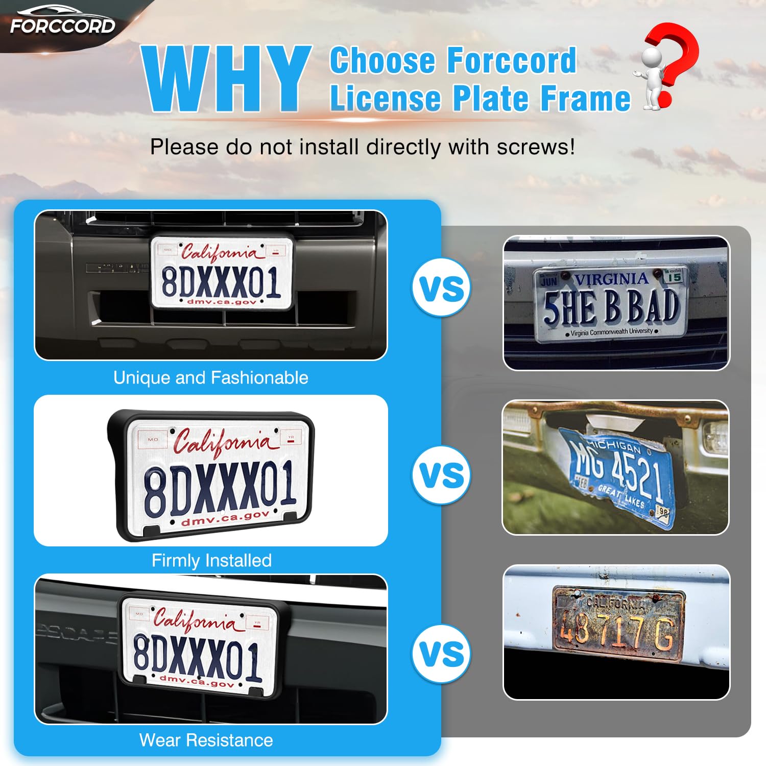 Forccord Custom Fit For License Plate Bracket Ford Escape 2012 2011 2010 2009 2008 Front License Plate Frame Black Car Accessori