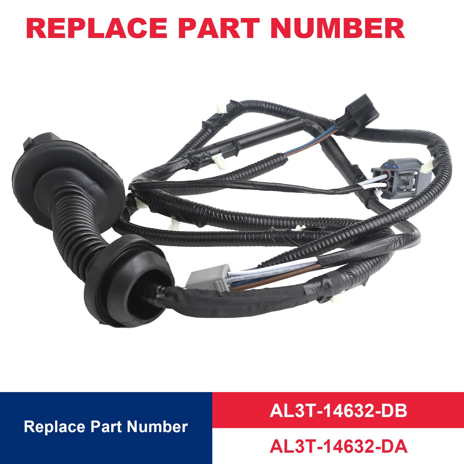 Driver Side Lh Rear Door Jumper Wire Harness Assembly Fits For 2009-2014 Ford F150 Crew Cab Replaces# 9L3Z-14631-Caa