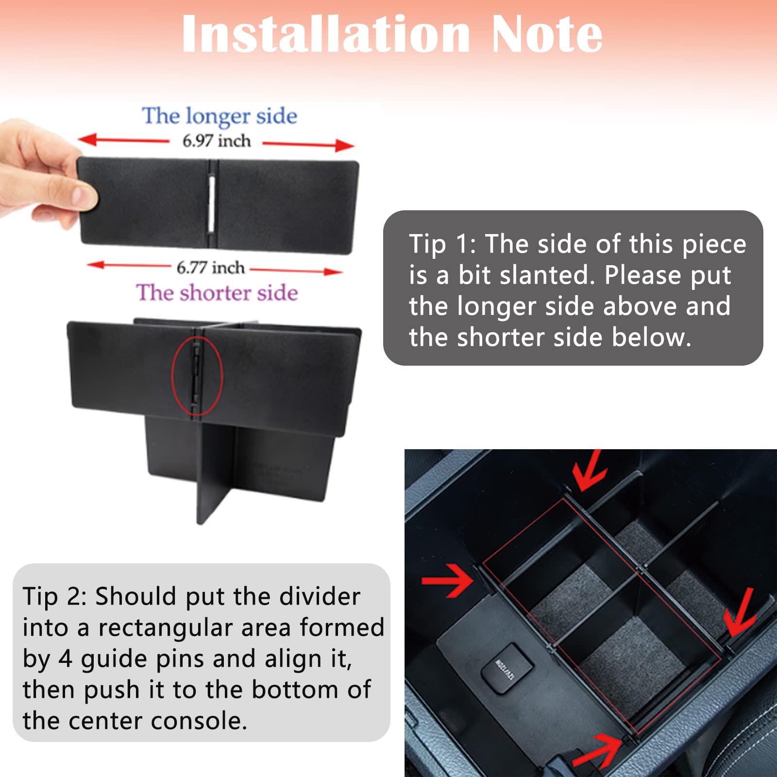 Jdmcar Center Console Organizer Set Compatible With 2010-2024 Toyota 4Runner Accessories Insert Abs Black Compartment Divider Ar